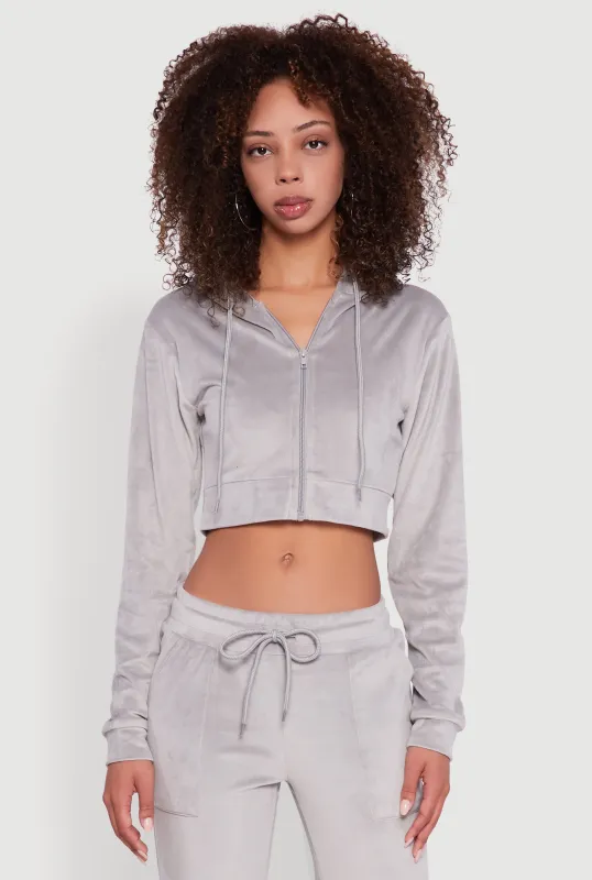 Velour Cropped Hooded Sweatshirt sold by Rainbow