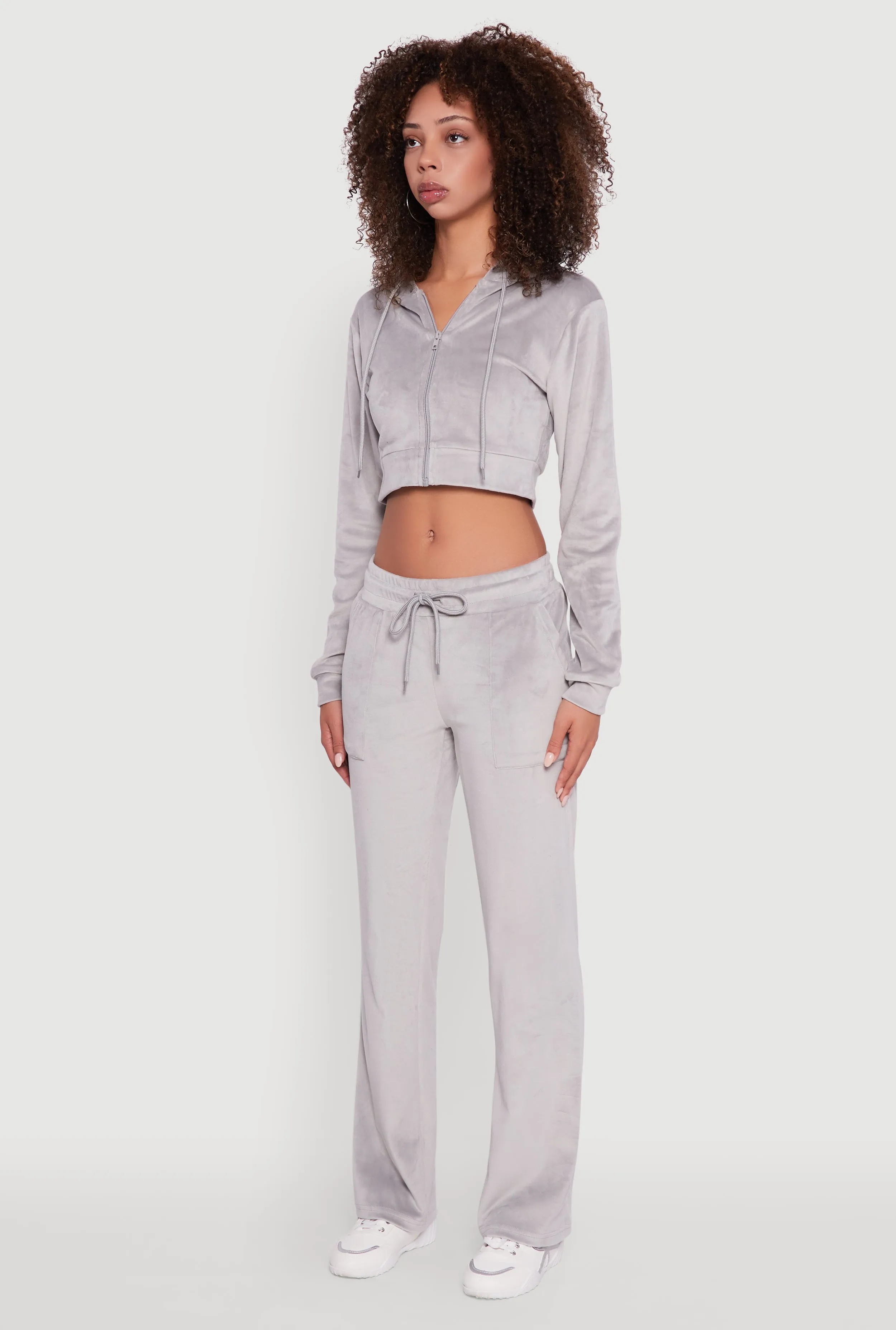 Velour Cropped Hooded Sweatshirt sold by Rainbow product image thumbnail 5