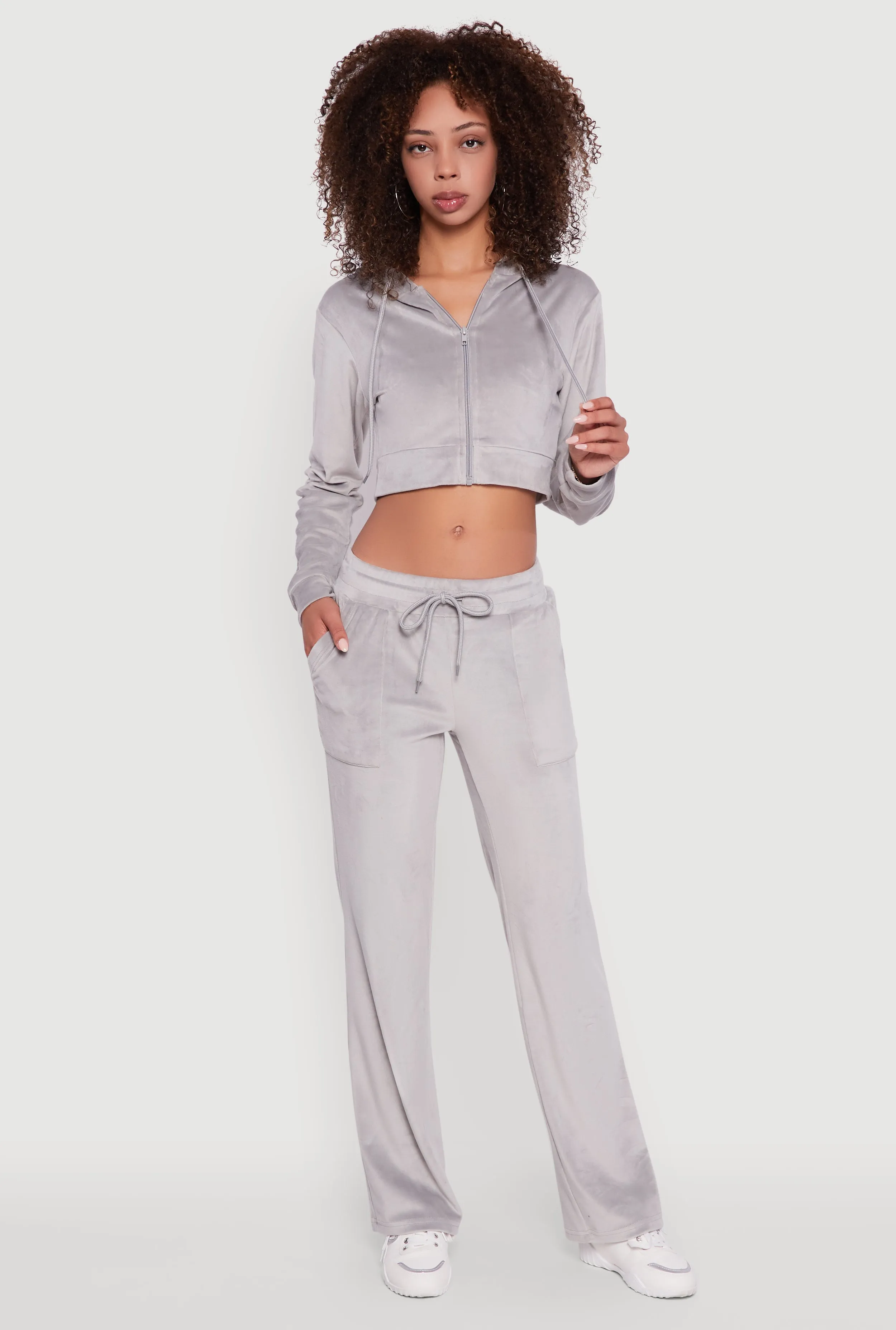 Velour Cropped Hooded Sweatshirt sold by Rainbow product image thumbnail 2