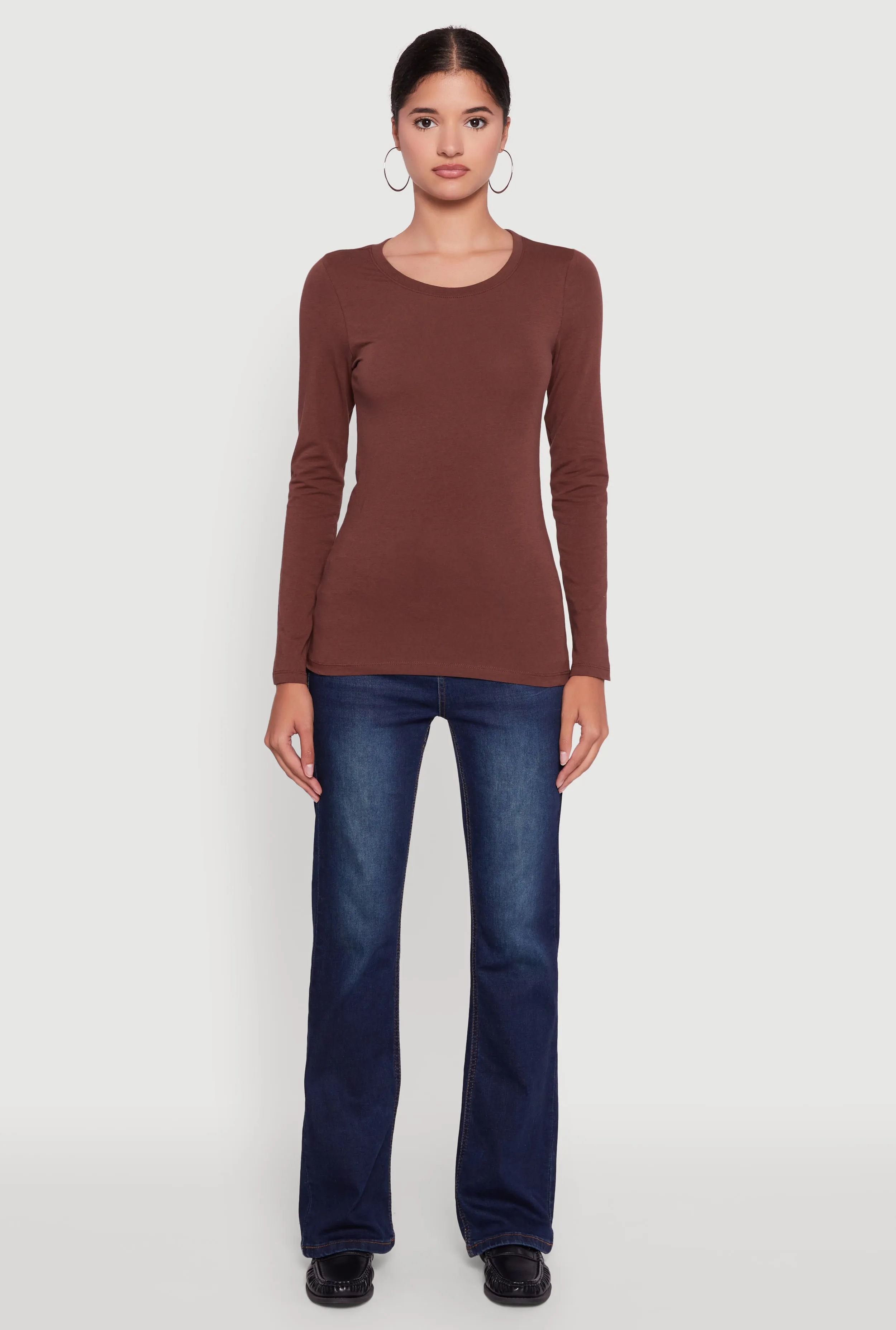 Basic Long Sleeve Crew Neck T Shirt sold by Rainbow product image thumbnail 3