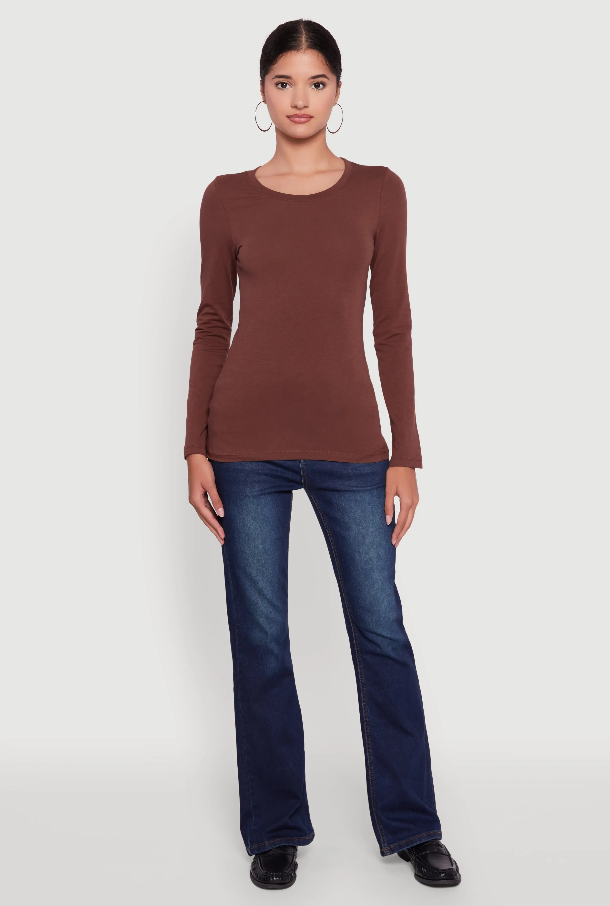 Basic Long Sleeve Crew Neck T Shirt sold by Rainbow