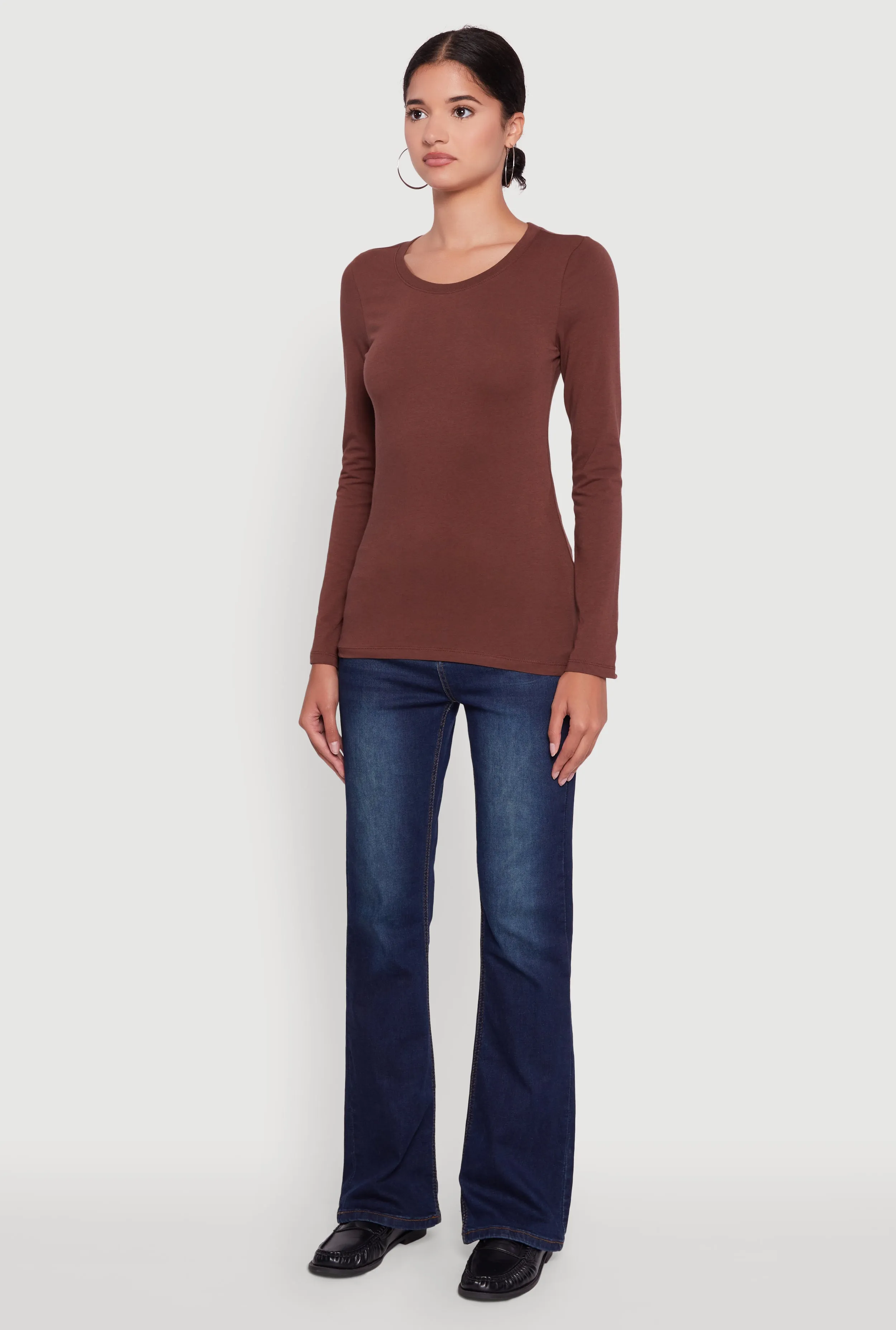 Basic Long Sleeve Crew Neck T Shirt sold by Rainbow product image thumbnail 5