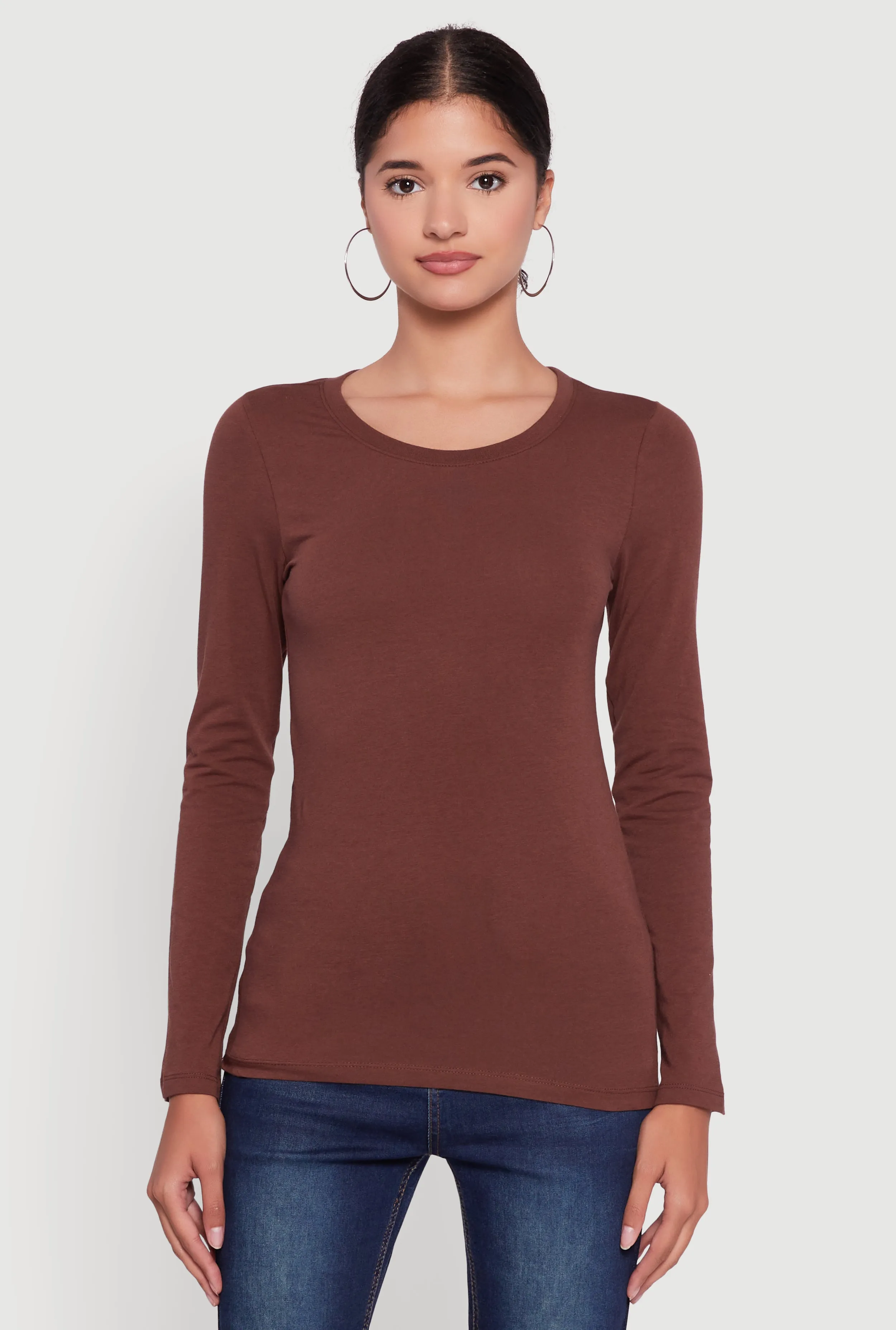 Basic Long Sleeve Crew Neck T Shirt sold by Rainbow product image thumbnail 2