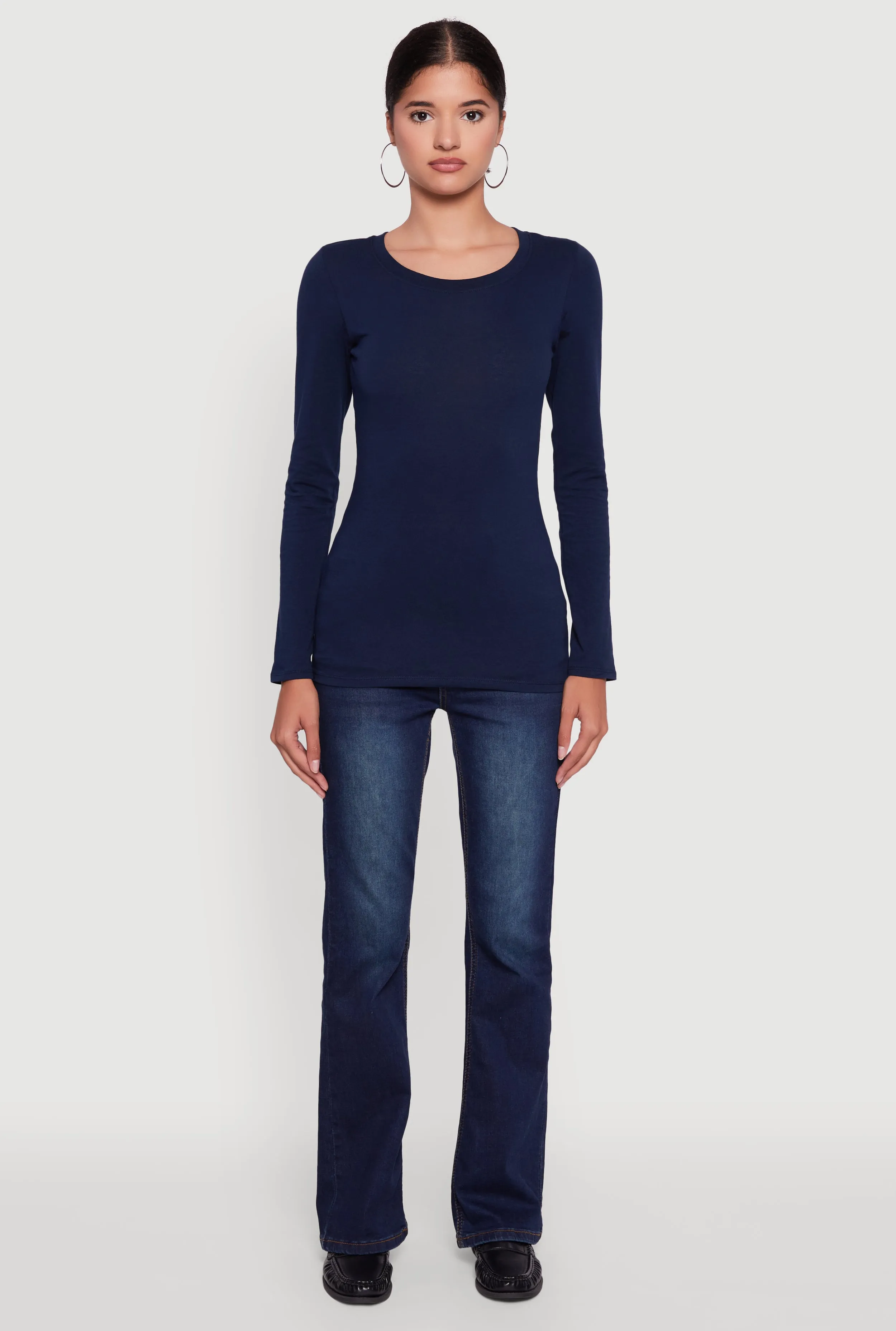 Basic Long Sleeve Crew Neck T Shirt sold by Rainbow product image thumbnail 3