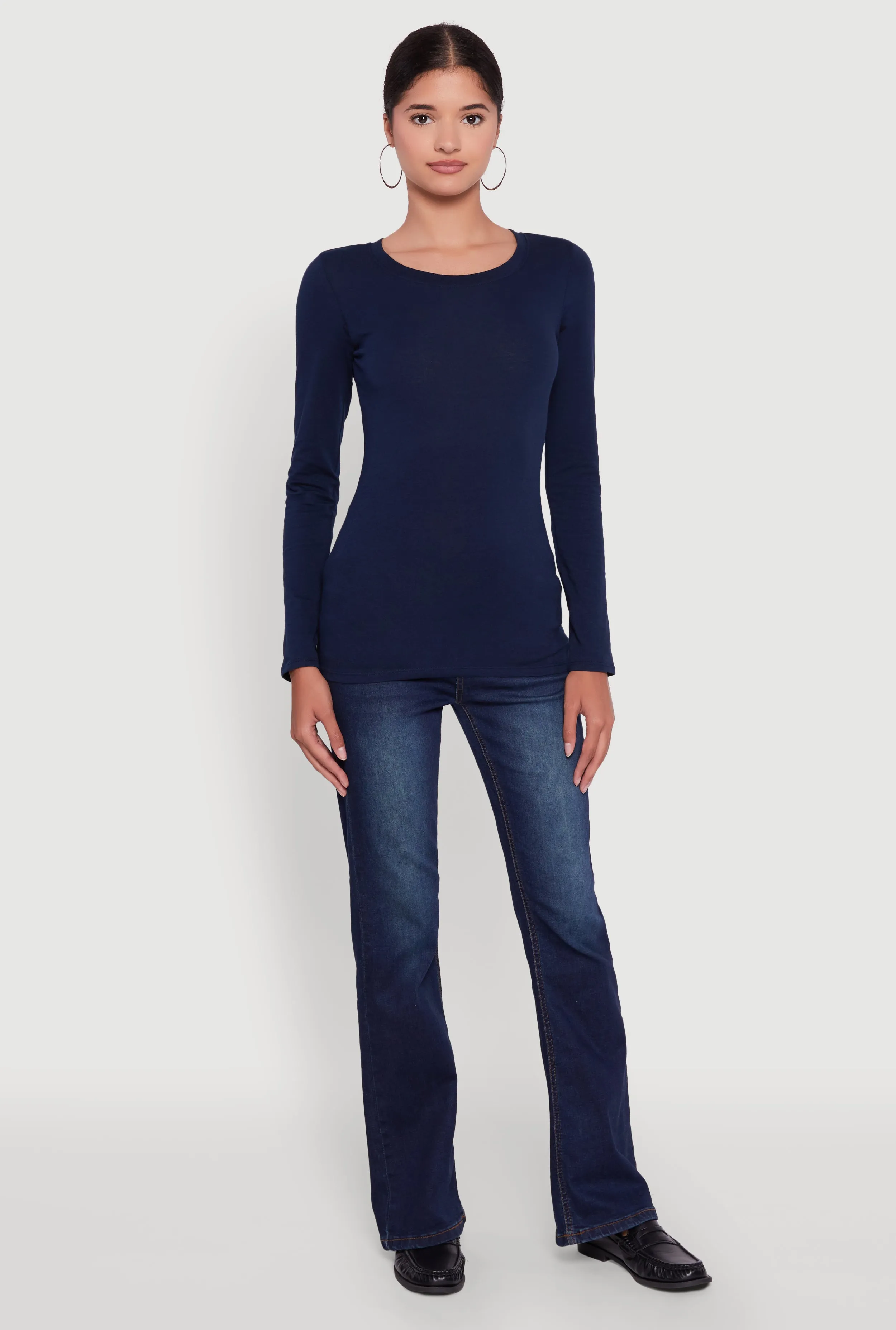 Basic Long Sleeve Crew Neck T Shirt sold by Rainbow