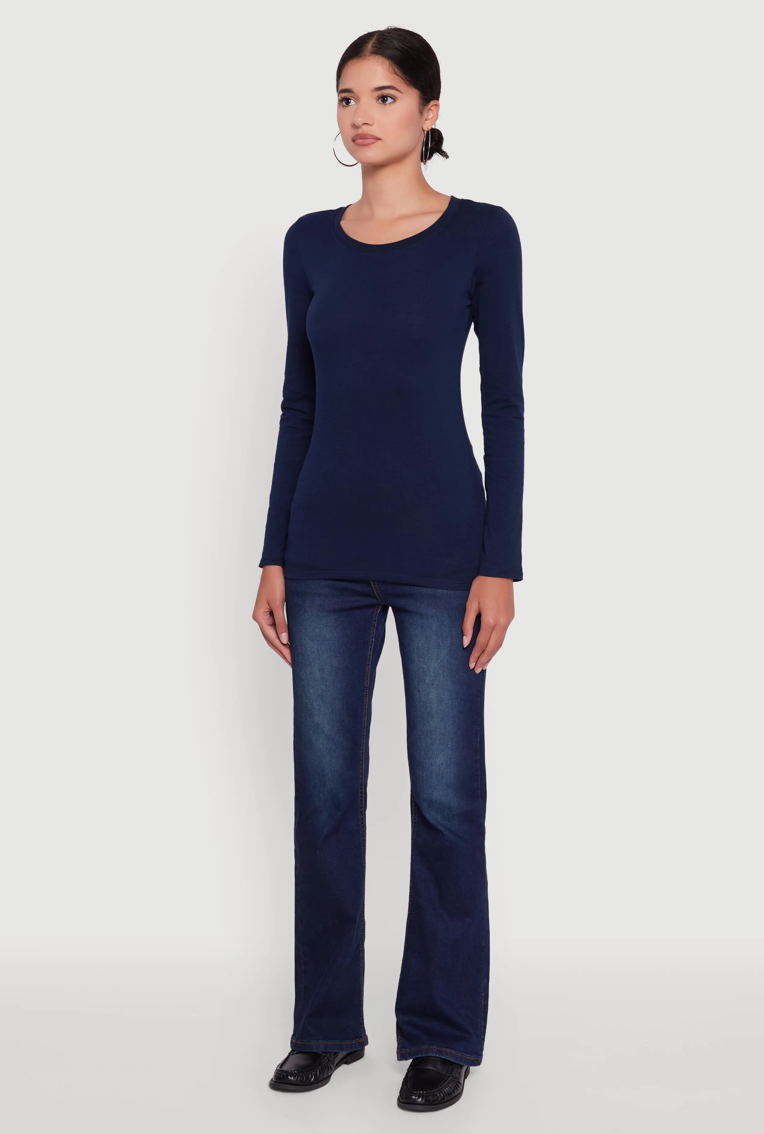 Basic Long Sleeve Crew Neck T Shirt sold by Rainbow product image thumbnail 5