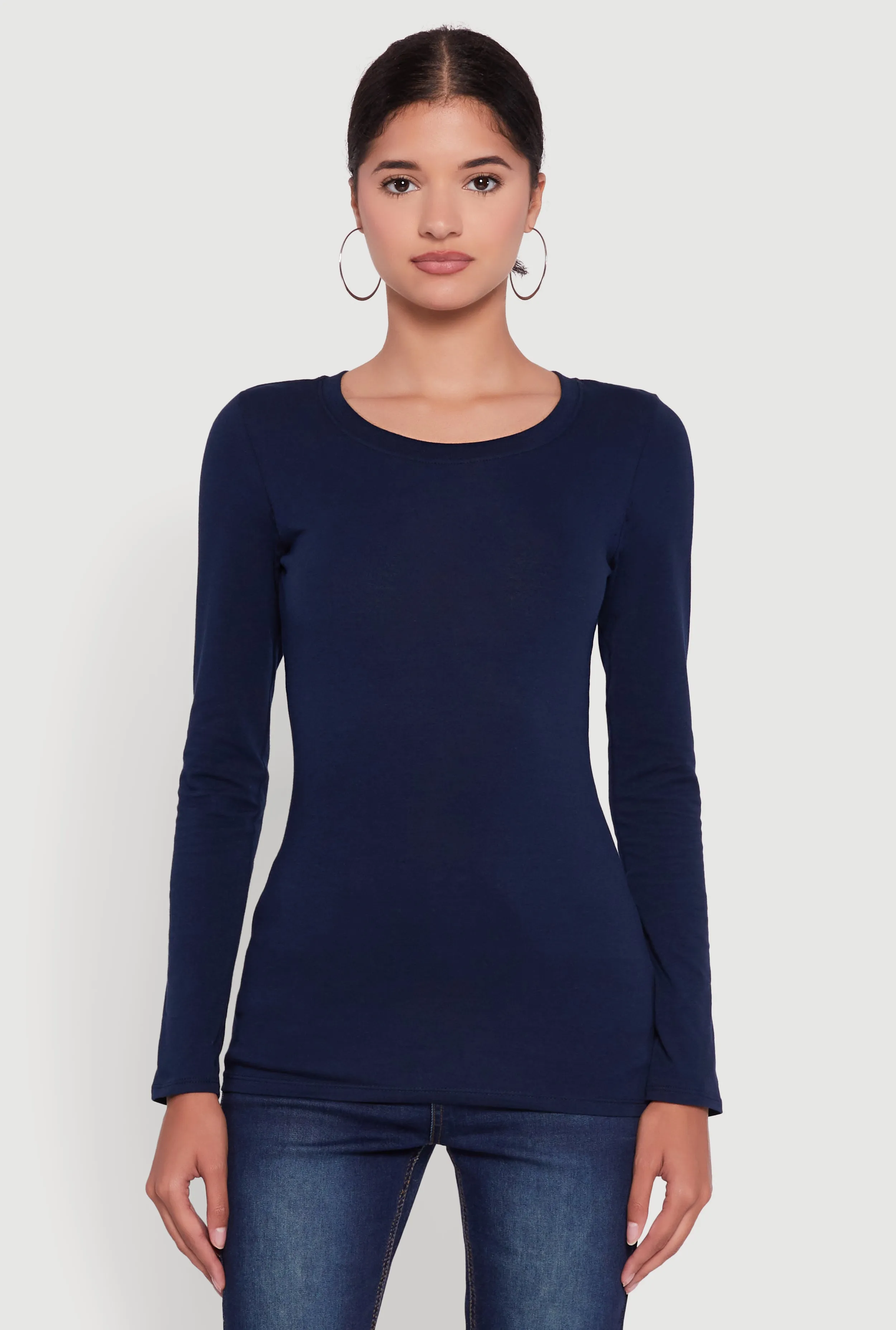 Basic Long Sleeve Crew Neck T Shirt sold by Rainbow product image thumbnail 2