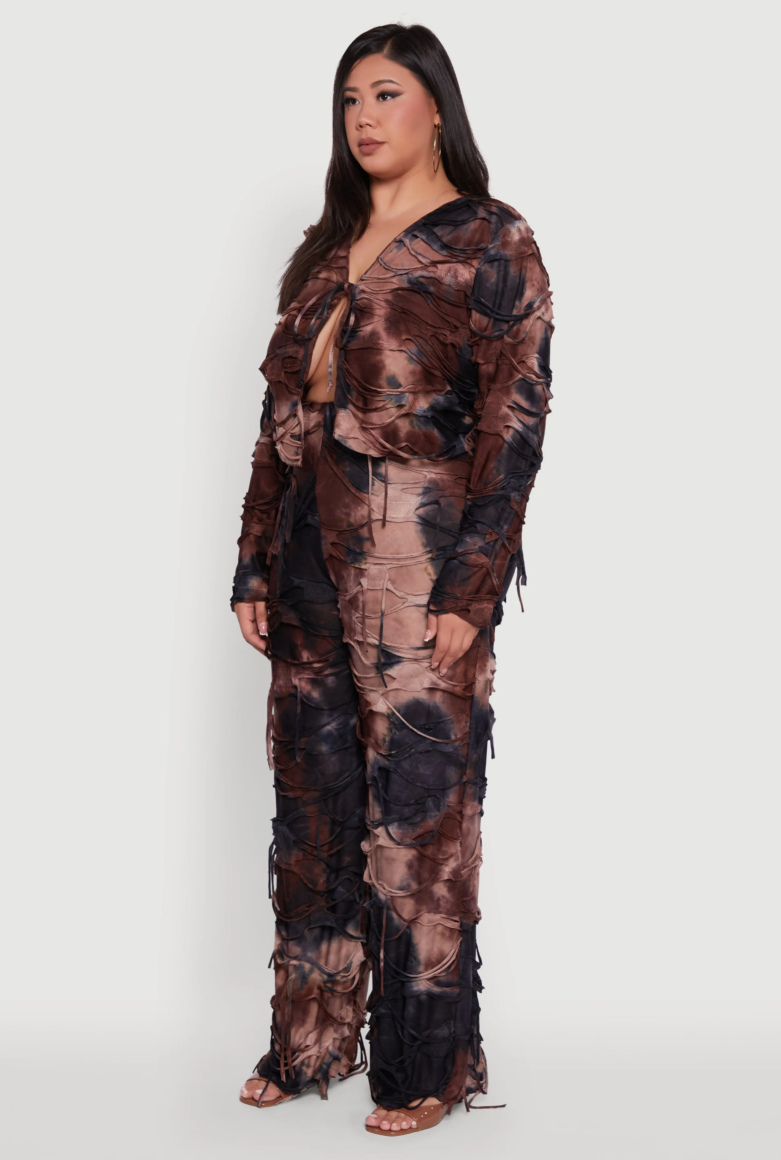 Plus Size Tie Dye Slashed Tie Front Top sold by Rainbow product image thumbnail 5