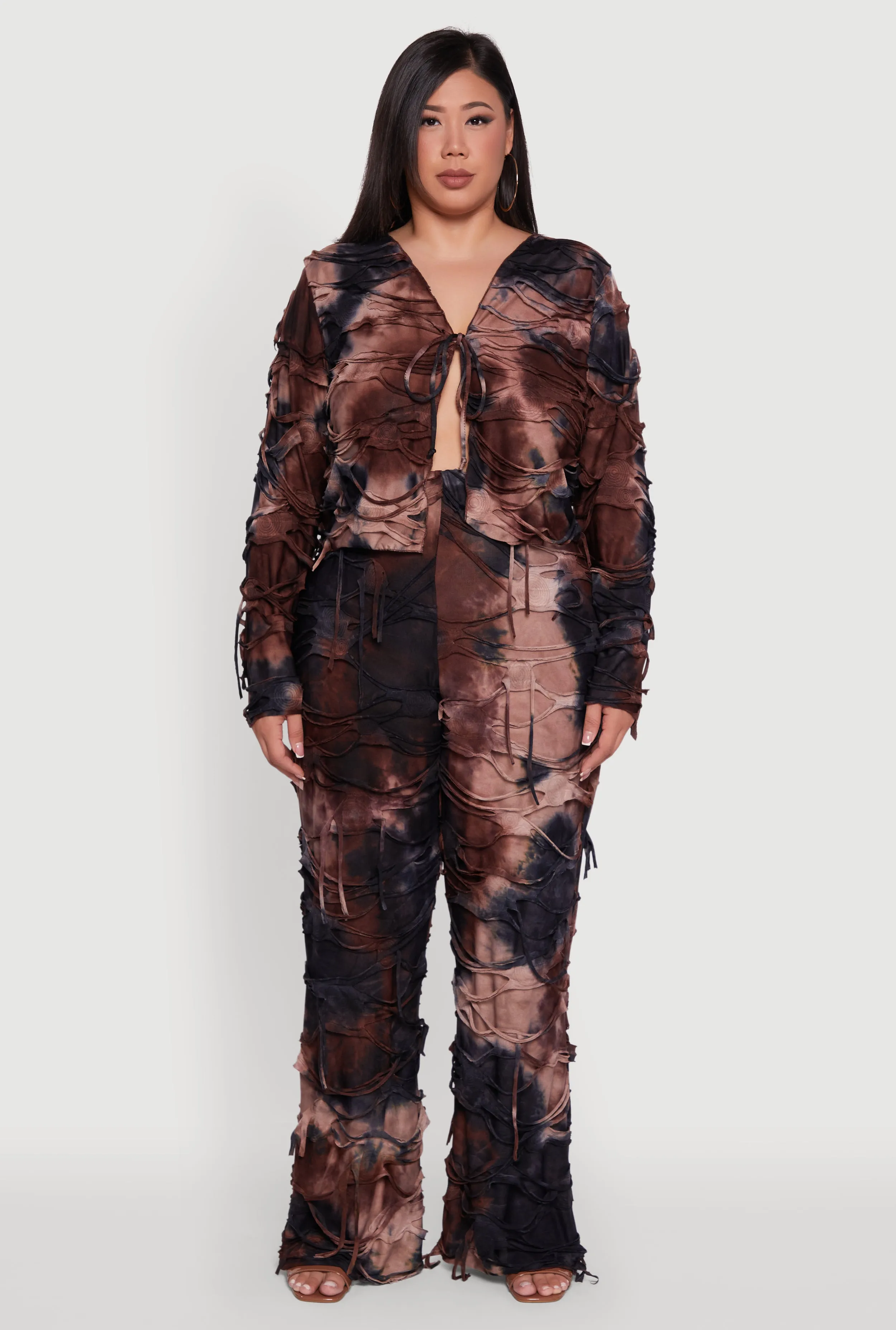 Plus Size Tie Dye Slashed Flare Pants sold by Rainbow product image thumbnail 2