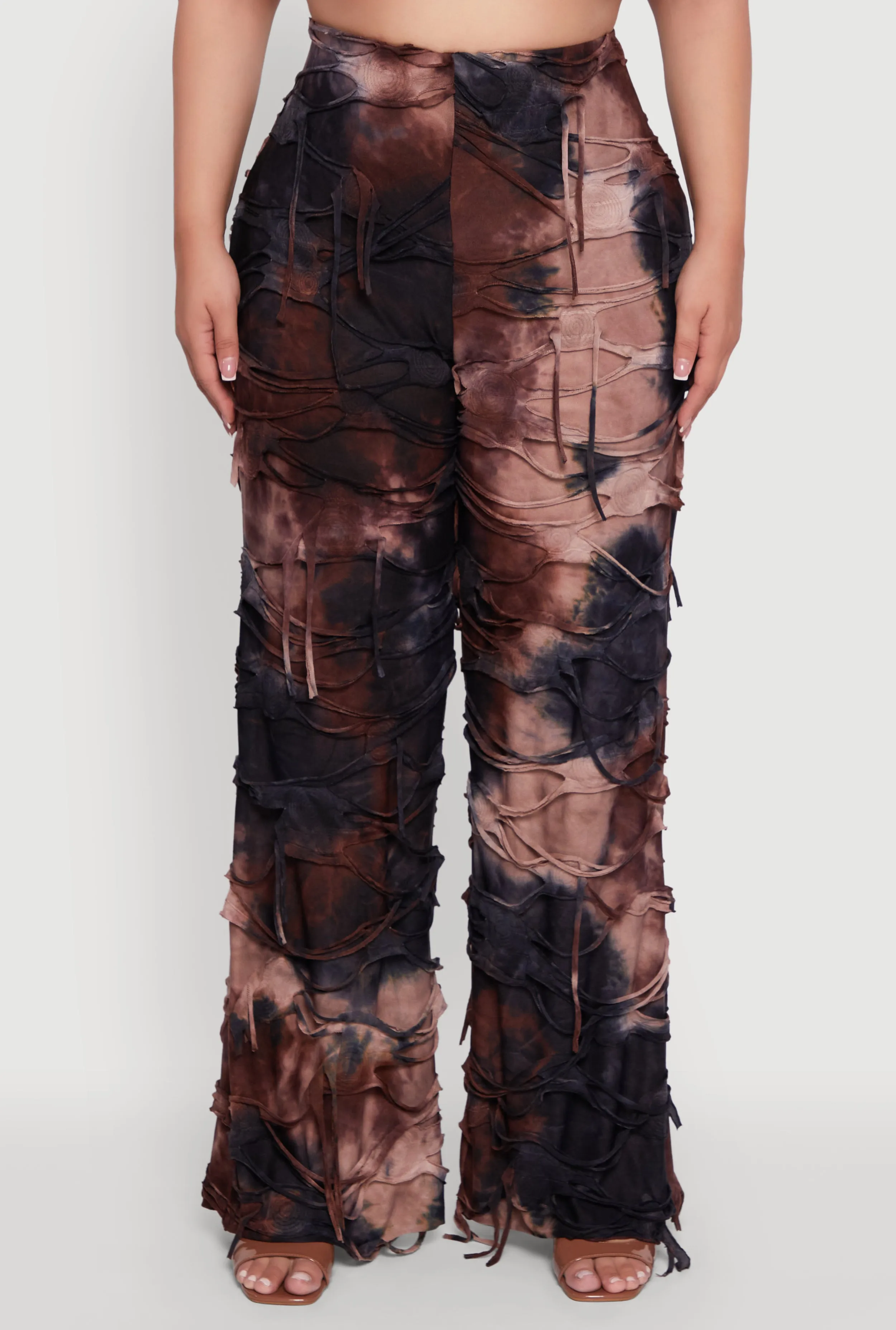 Plus Size Tie Dye Slashed Flare Pants sold by Rainbow product image thumbnail 3