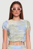 Tie Dye Slashed Crop Top sold by Rainbow
