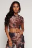 Tie Dye Slashed Crop Top sold by Rainbow