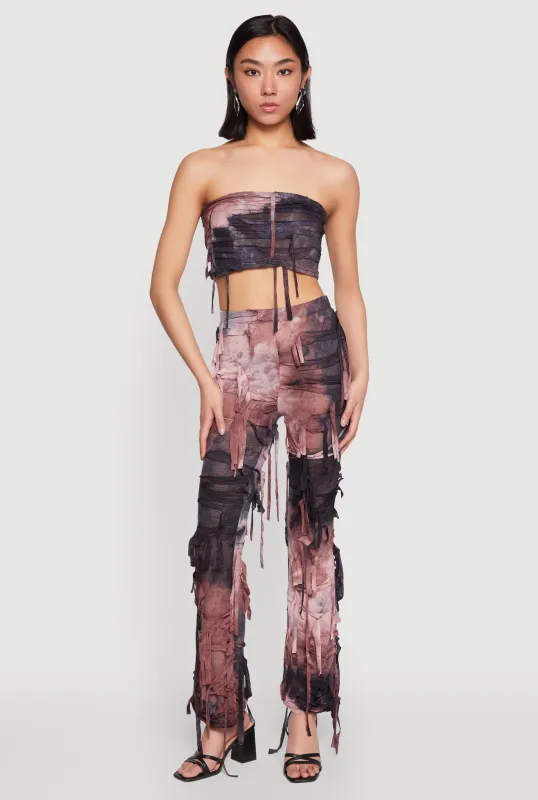 Tie Dye Slashed Flare Pants sold by Rainbow