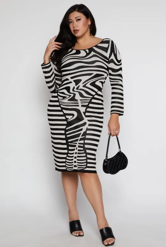 Plus Size Almost Famous Abstract Sweater Dress sold by Rainbow