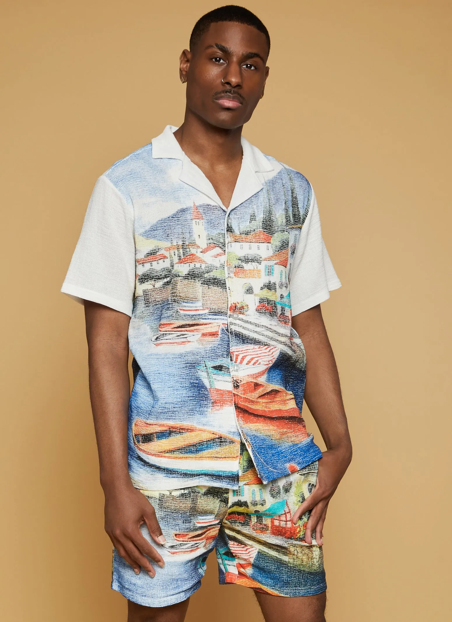 Mens Vacation Short Sleeve Button Front Shirt sold by Rainbow