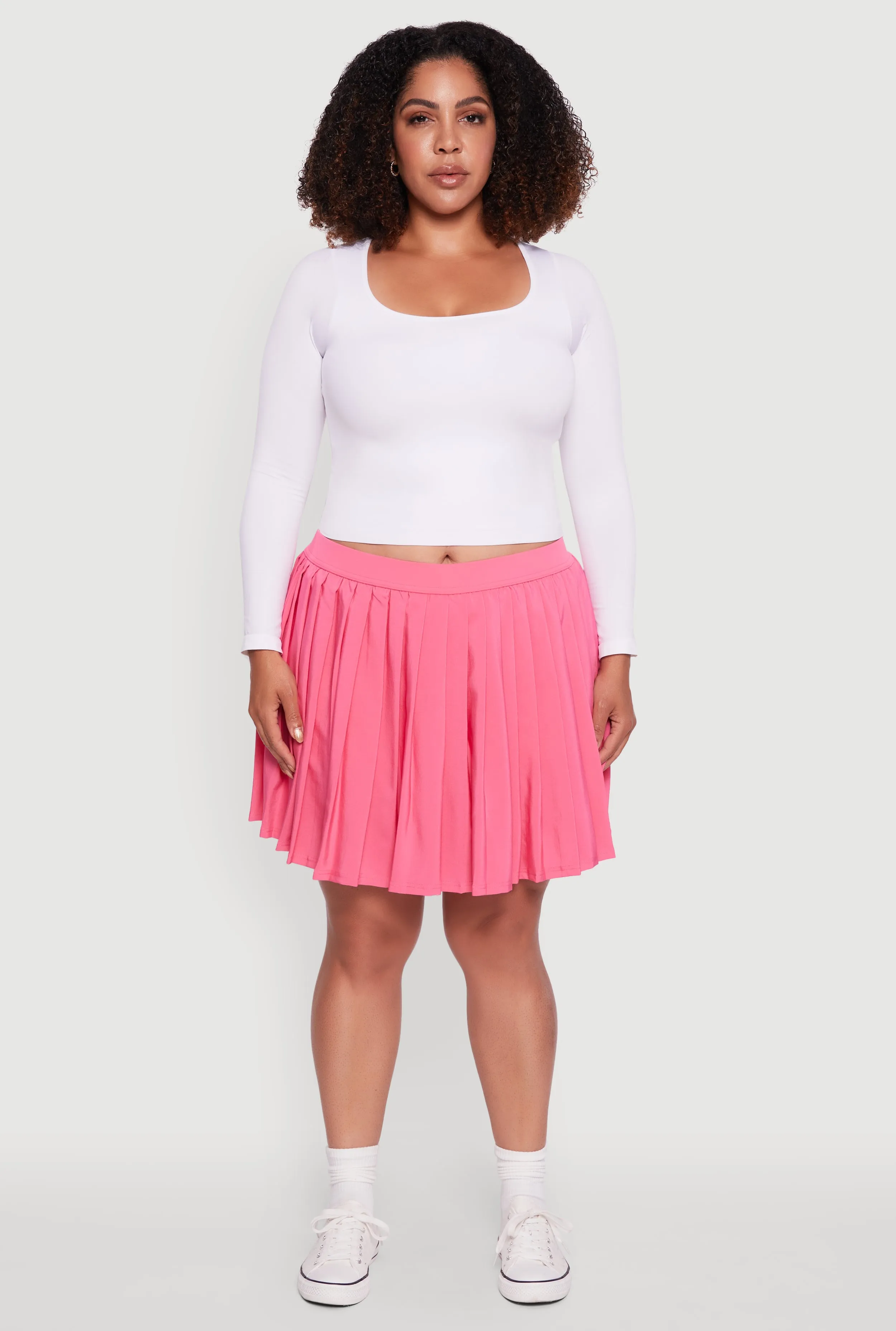 Plus Size High Waisted Pleated Mini Tennis Skirt sold by Rainbow product image thumbnail 2
