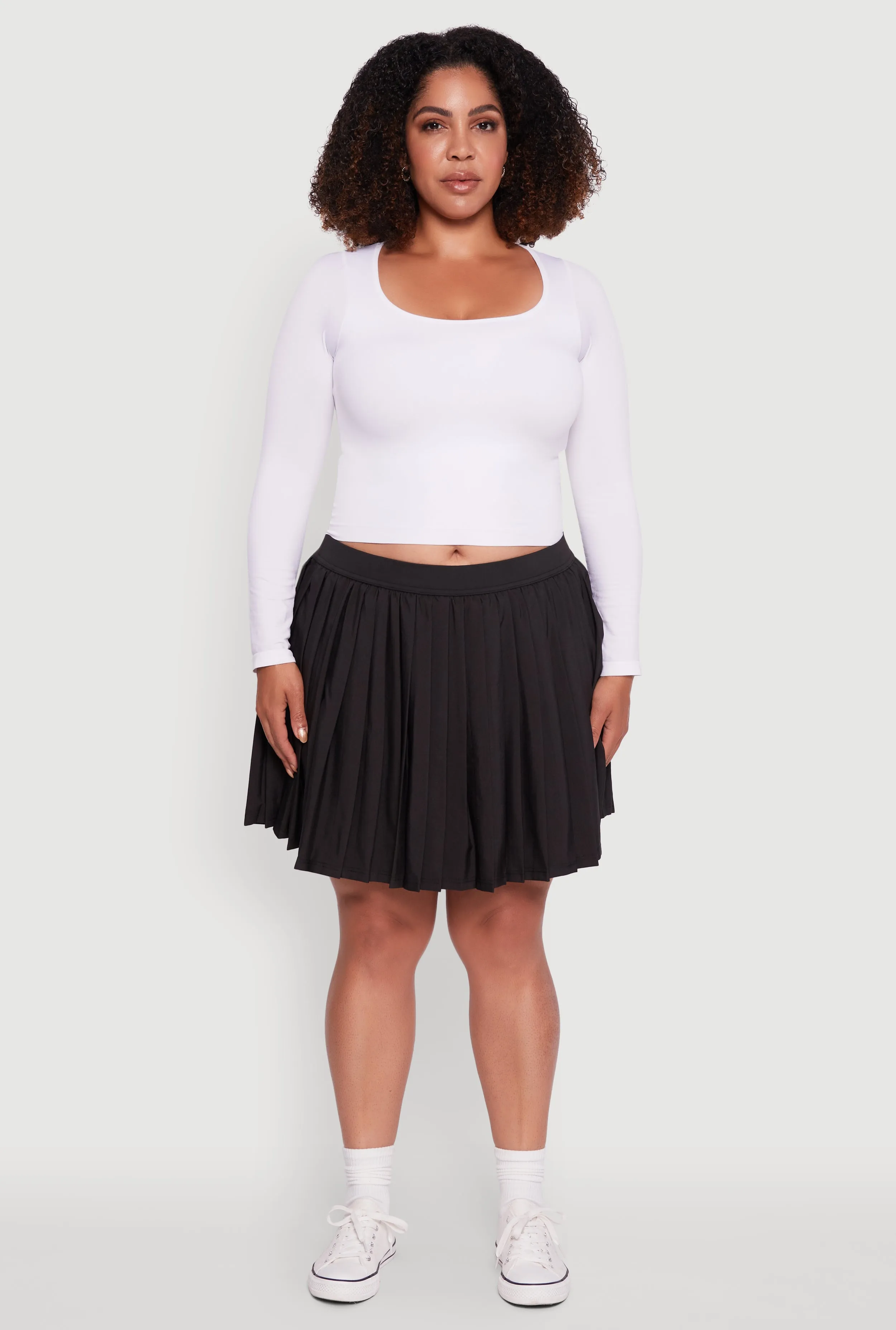 Plus Size High Waisted Pleated Mini Tennis Skirt sold by Rainbow product image thumbnail 2