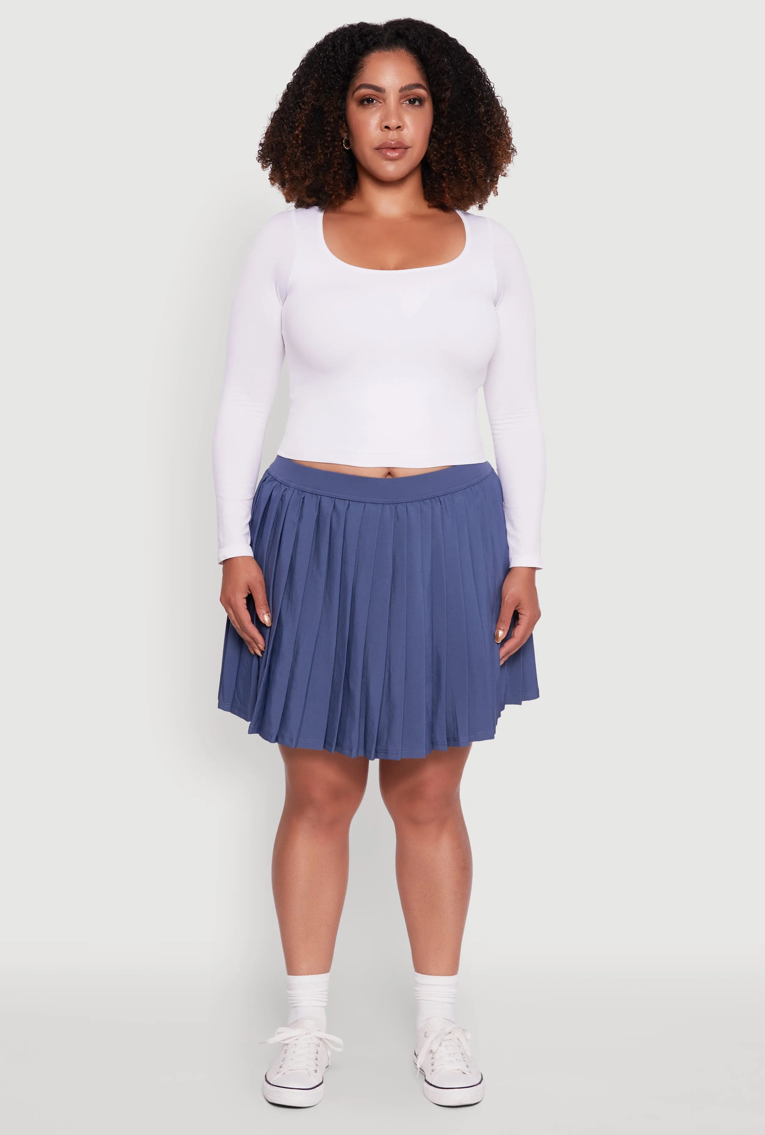 Plus Size High Waisted Pleated Mini Tennis Skirt sold by Rainbow product image thumbnail 2