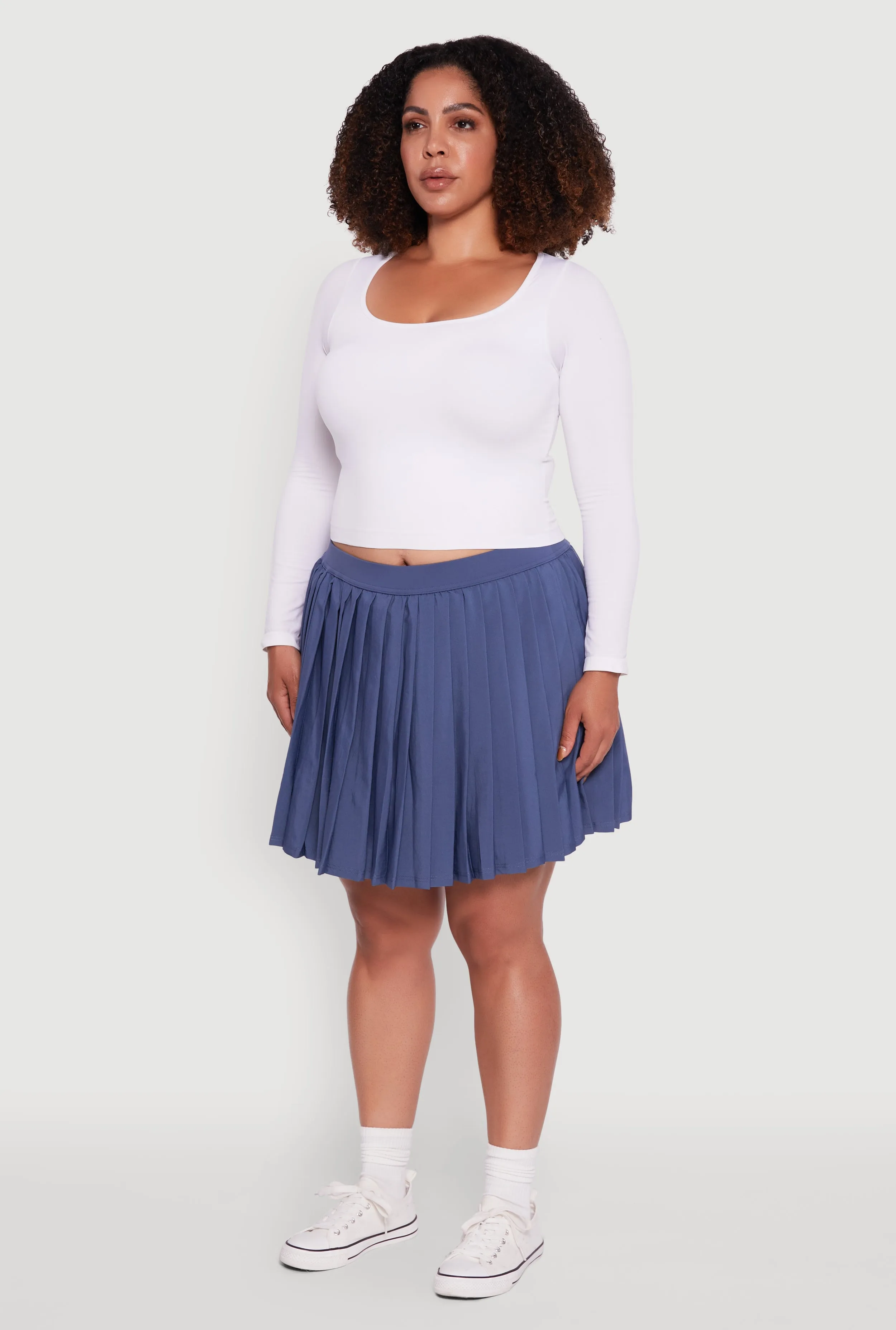 Plus Size High Waisted Pleated Mini Tennis Skirt sold by Rainbow product image thumbnail 3