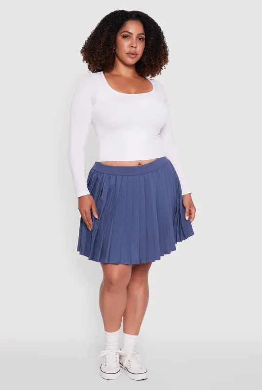 Plus Size High Waisted Pleated Mini Tennis Skirt sold by Rainbow