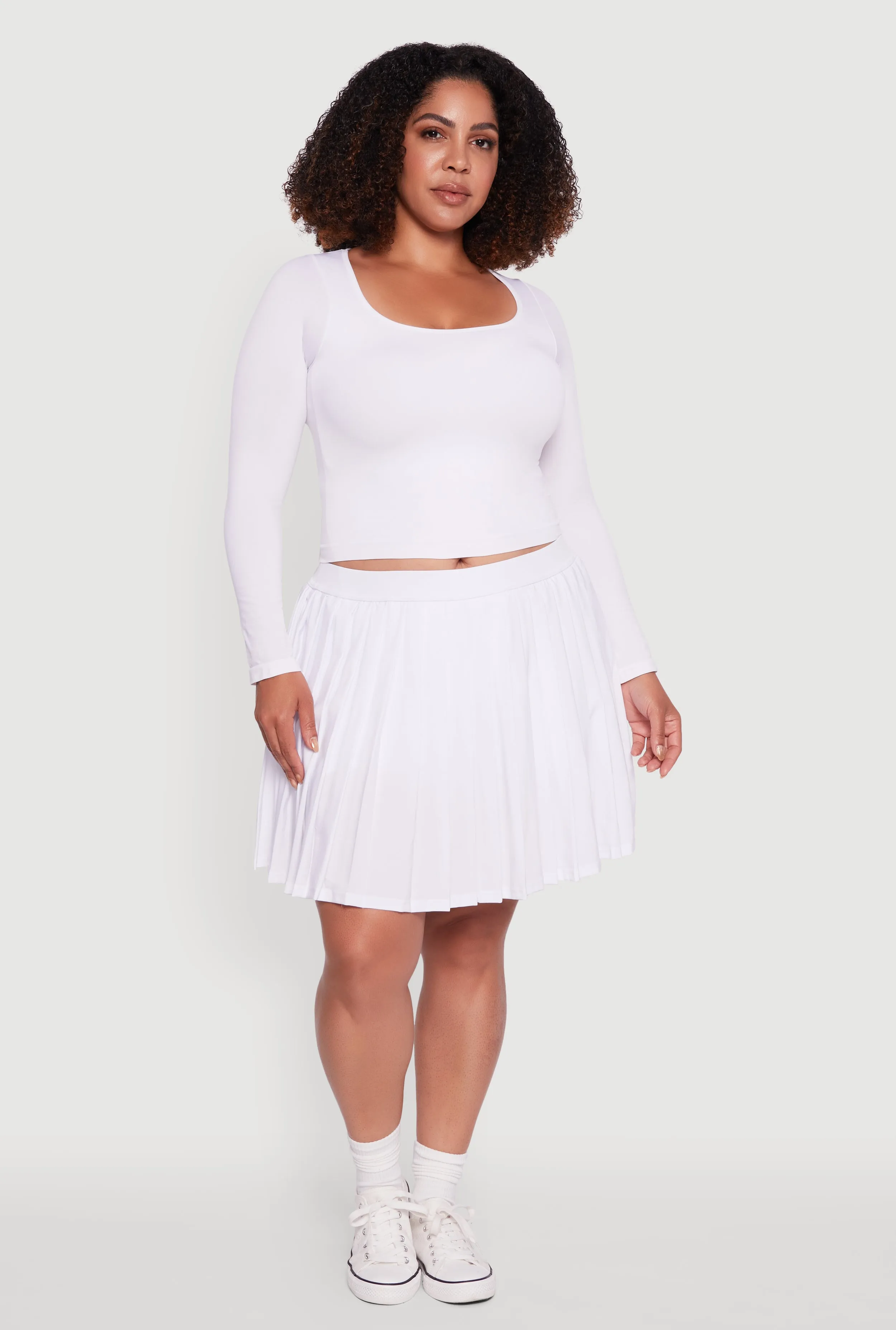 Plus Size High Waisted Pleated Mini Tennis Skirt sold by Rainbow