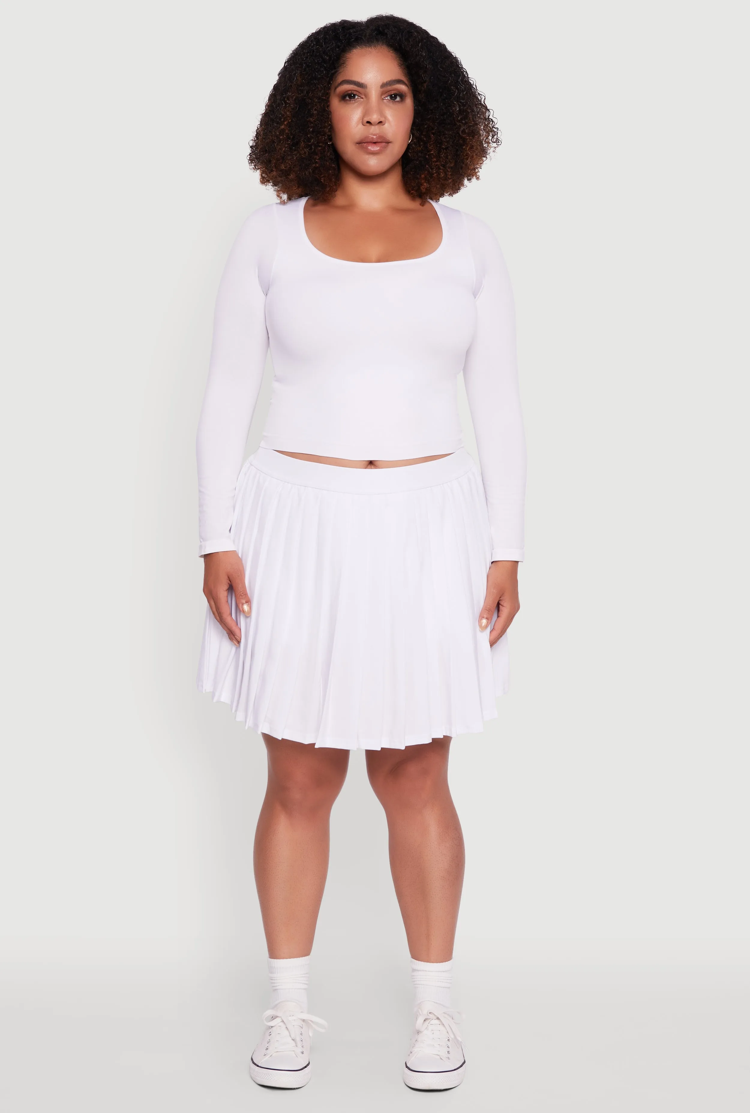 Plus Size High Waisted Pleated Mini Tennis Skirt sold by Rainbow product image thumbnail 2