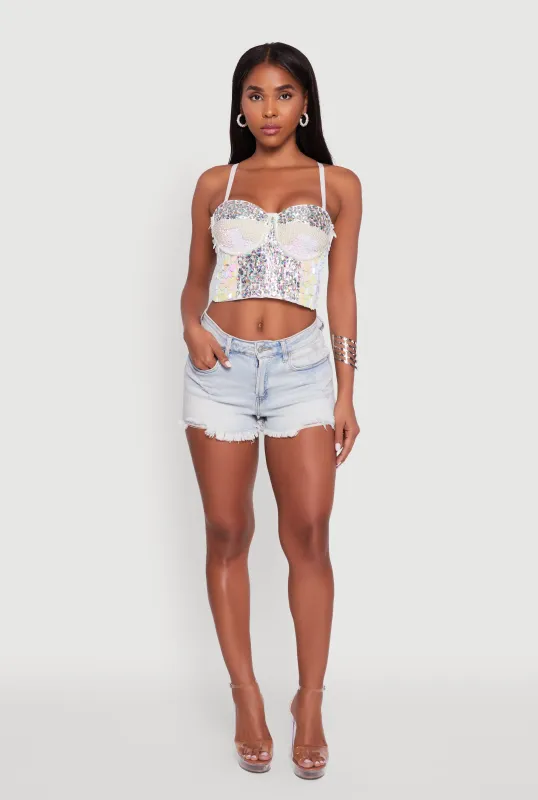 Faux Pearl Gemstone Sequin Convertible Bustier Top sold by Rainbow
