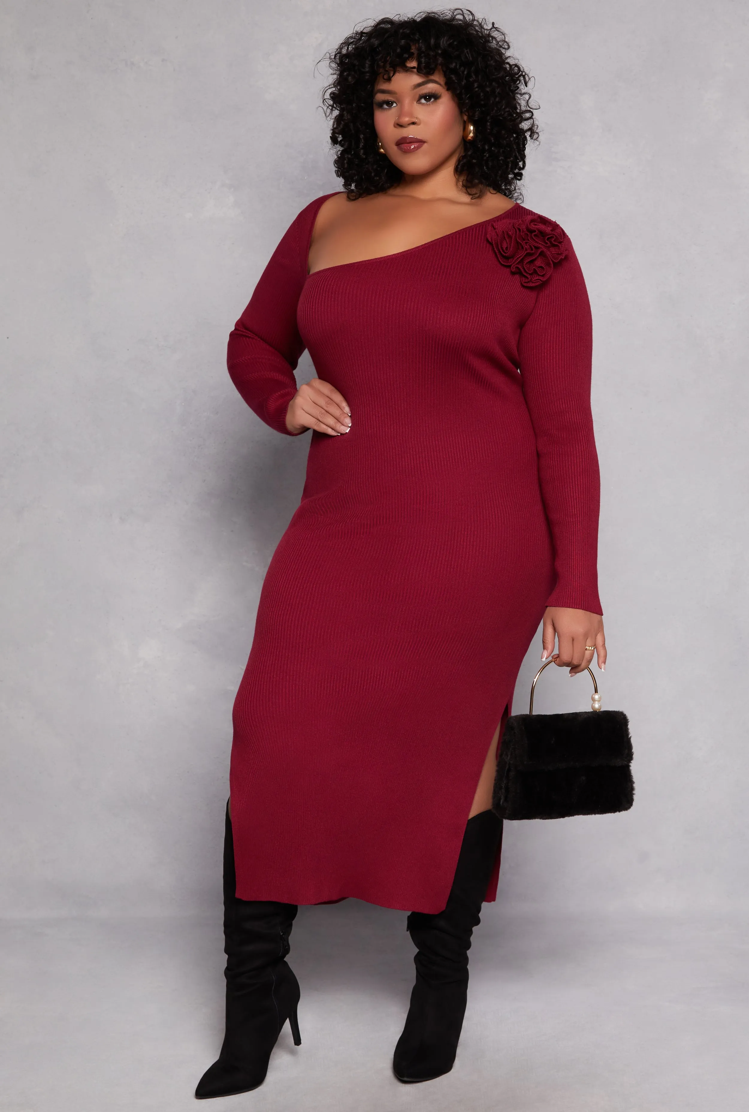 Plus Size Almost Famous 3D Rose Sweater Dress sold by Rainbow product image thumbnail 2
