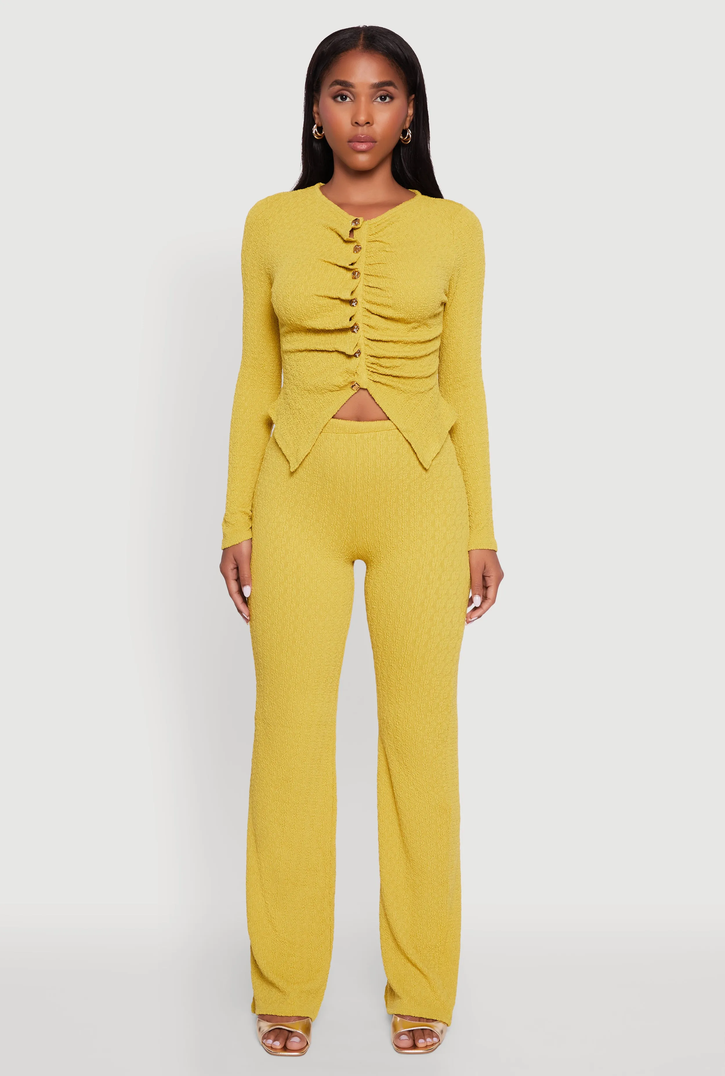 High Waisted Wide Leg Textured Knit Pants sold by Rainbow product image thumbnail 2