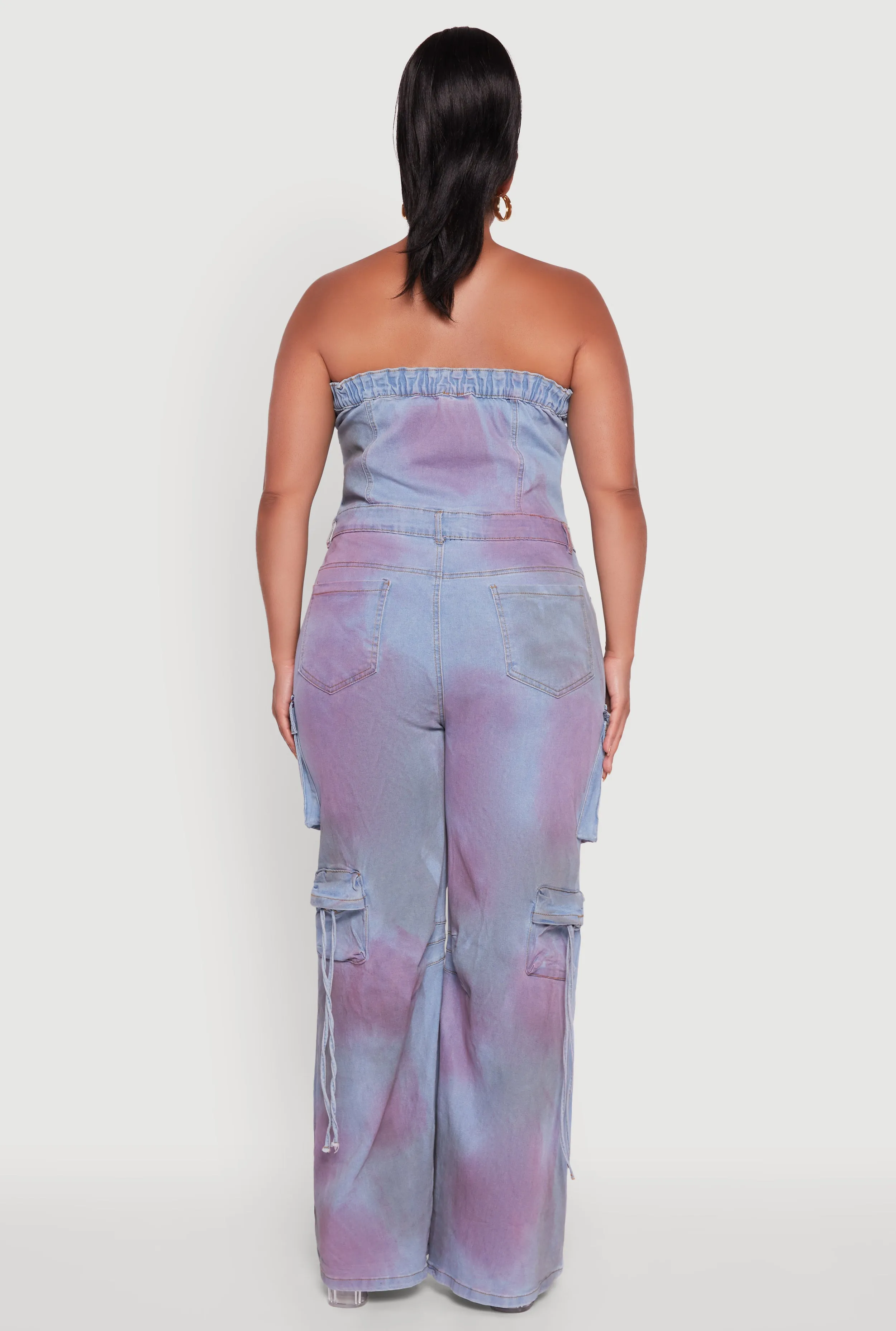 Plus Size Button Front Wide Leg Cargo Pocket Jumpsuit sold by Rainbow product image thumbnail 5