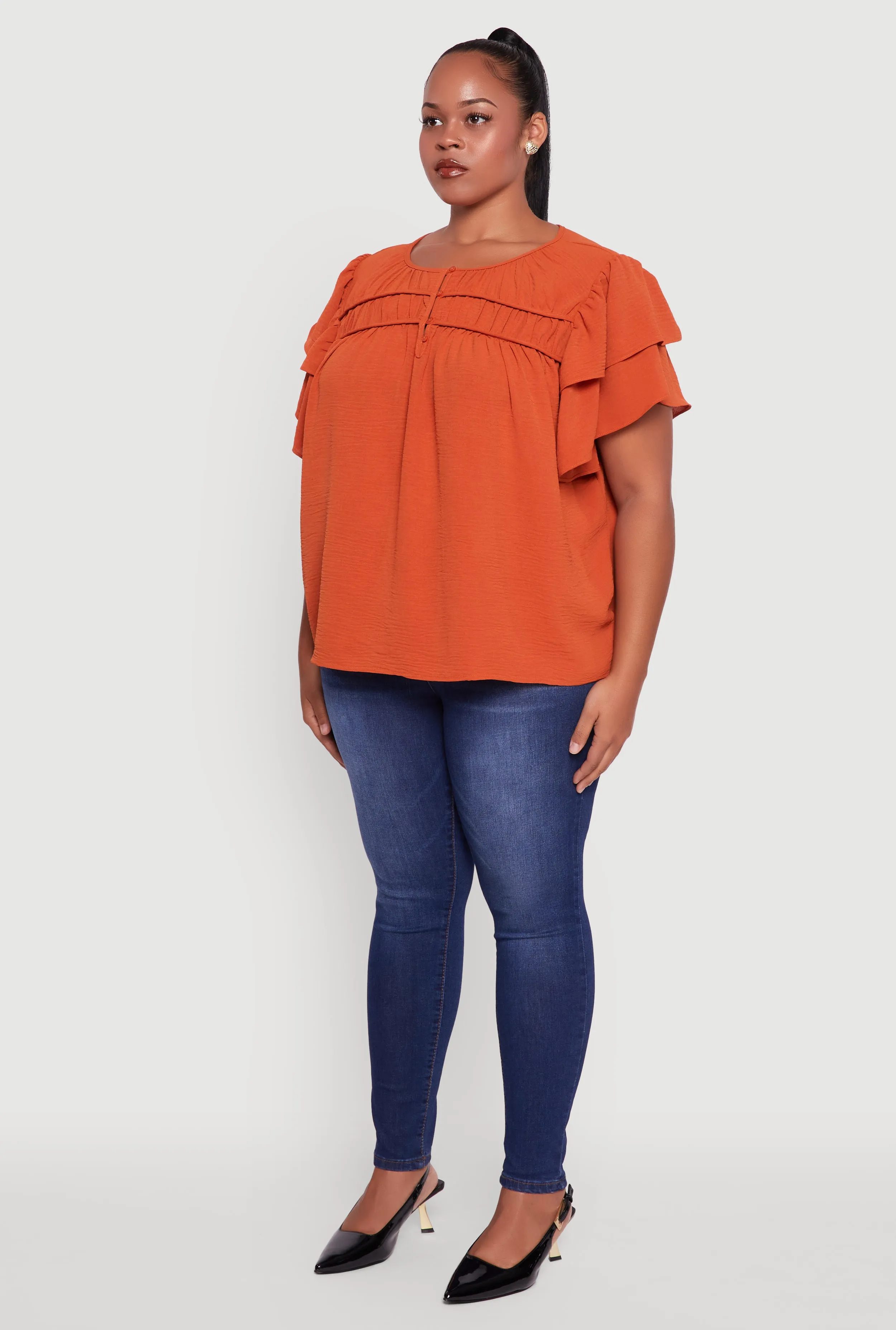 Plus Size Crepe Knit Peasant Blouse sold by Rainbow product image thumbnail 5