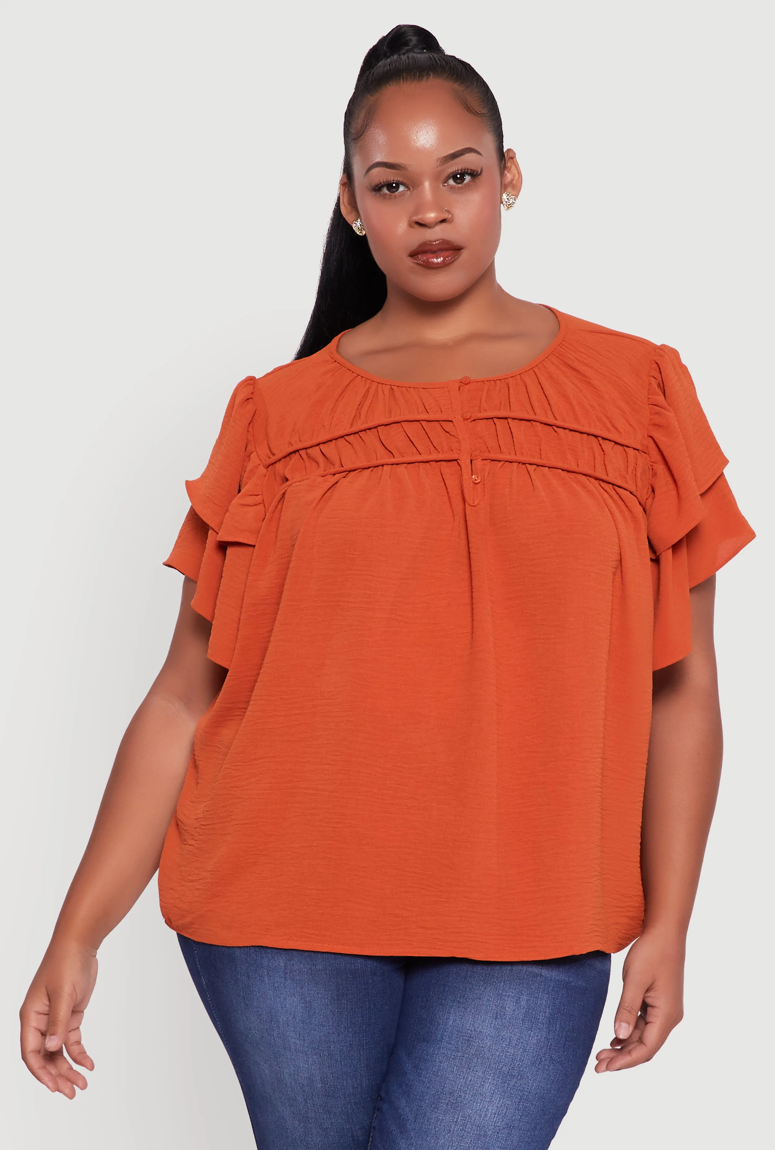 Plus Size Crepe Knit Peasant Blouse sold by Rainbow product image thumbnail 2