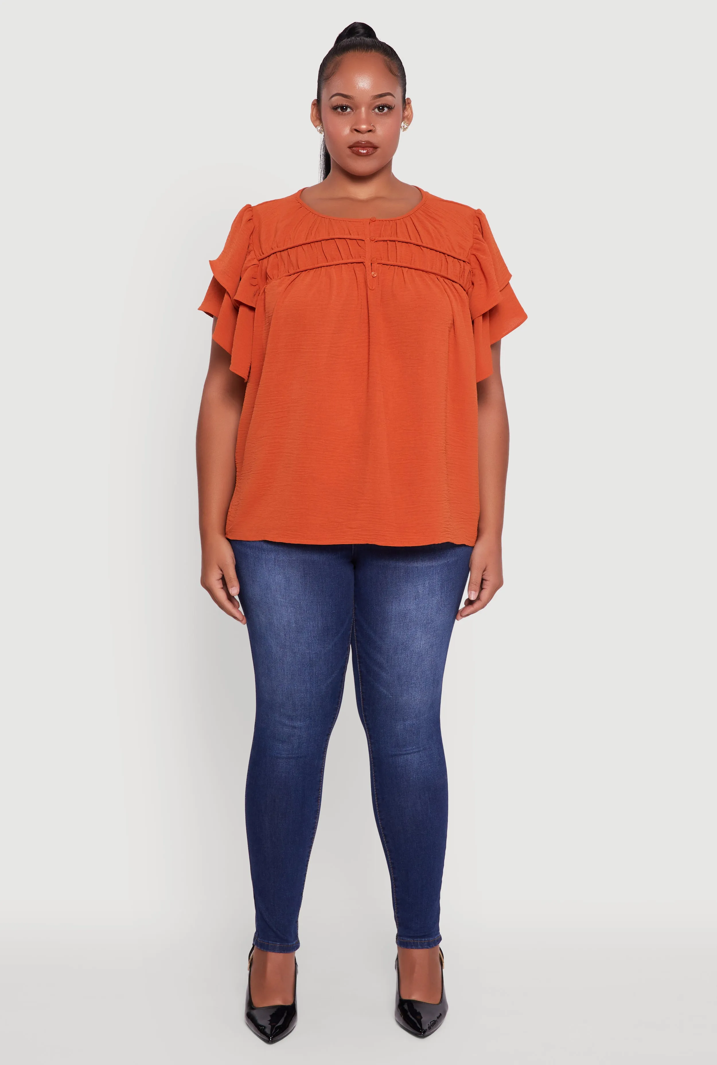 Plus Size Crepe Knit Peasant Blouse sold by Rainbow product image thumbnail 3