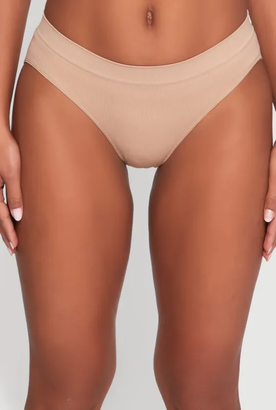 Seamless Solid Rib Knit Bikini Panty sold by Rainbow