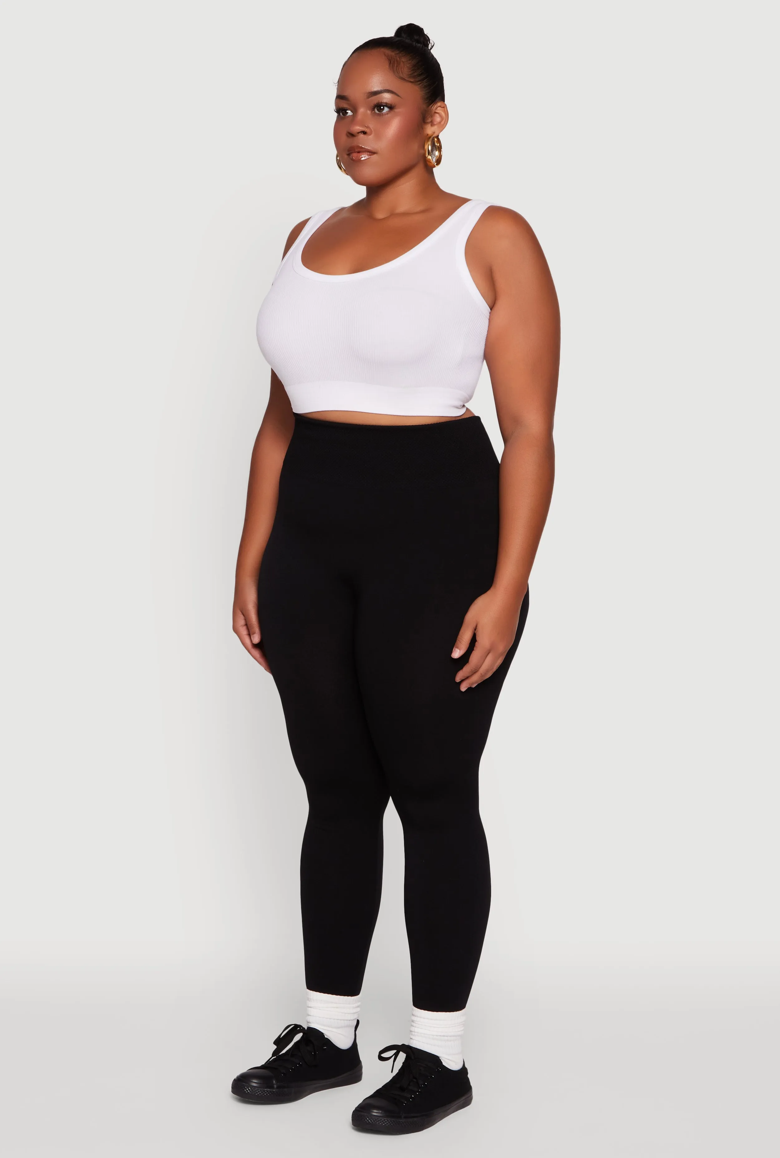 Plus Size Fleece Lined Leggings with Textured Waistband sold by Rainbow product image thumbnail 3