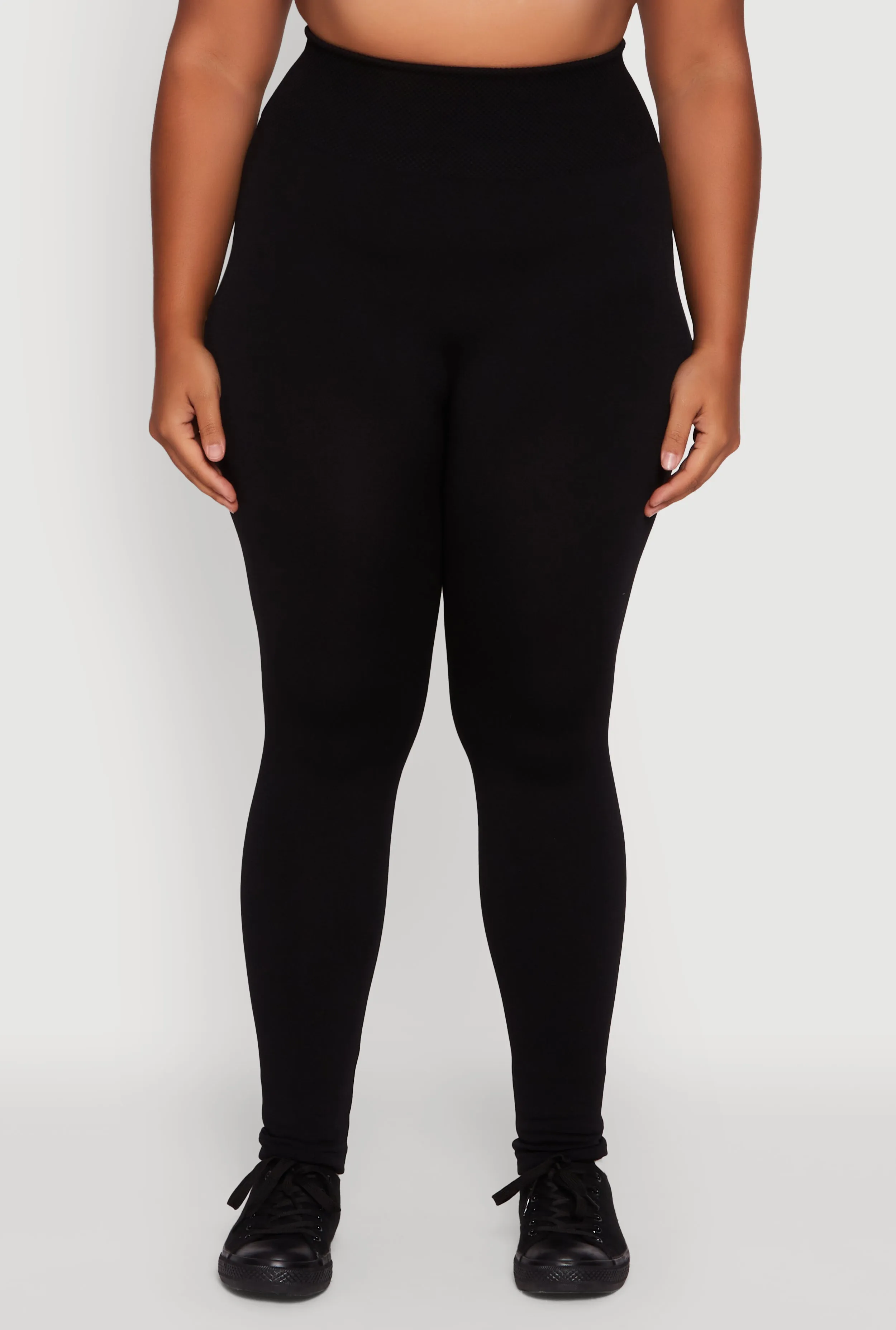 Plus Size Fleece Lined Leggings with Textured Waistband sold by Rainbow product image thumbnail 5