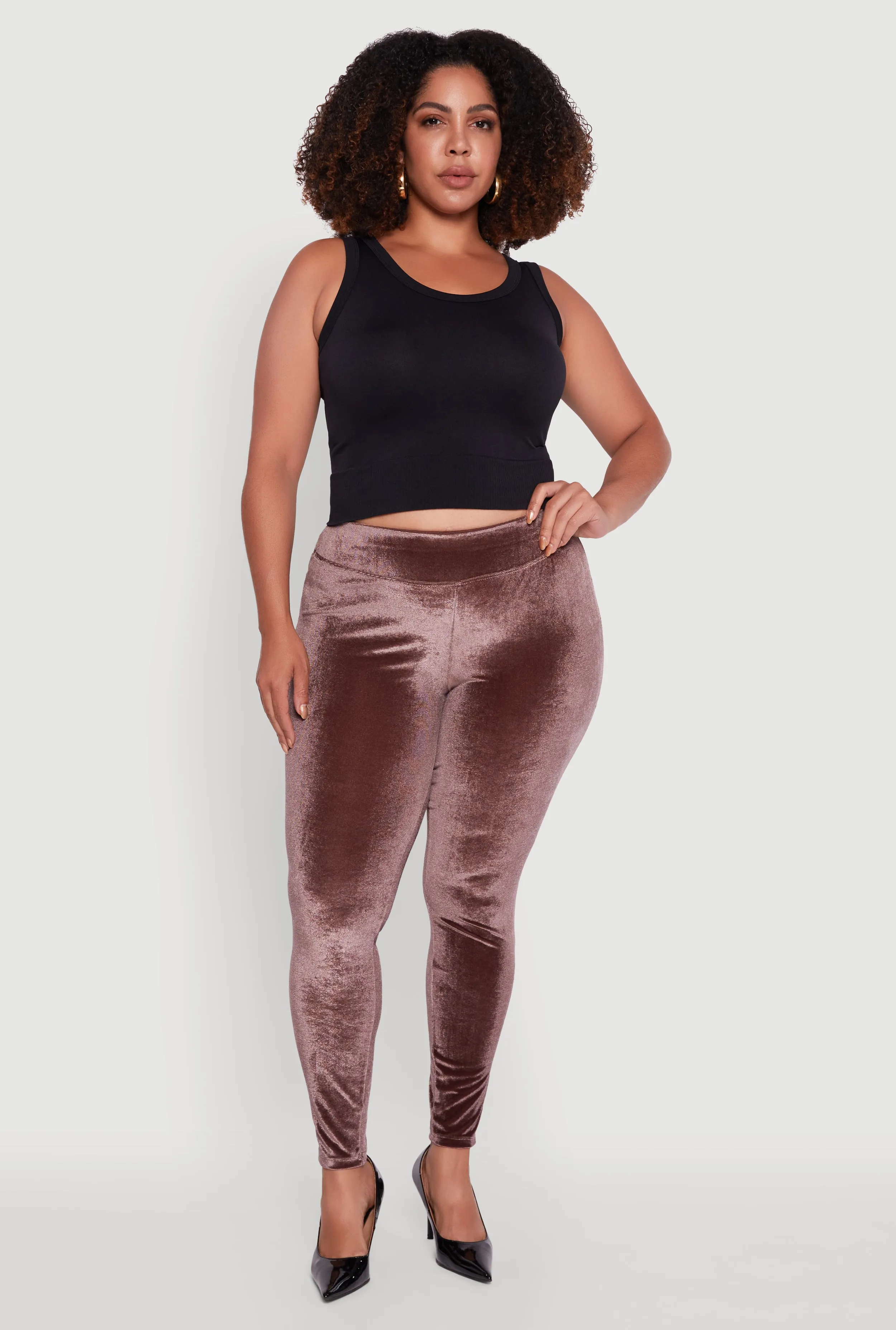 Plus Size High Waisted Velour Leggings sold by Rainbow