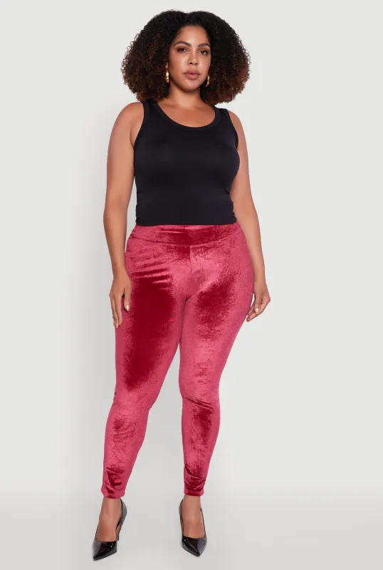 Plus Size High Waisted Velour Leggings sold by Rainbow