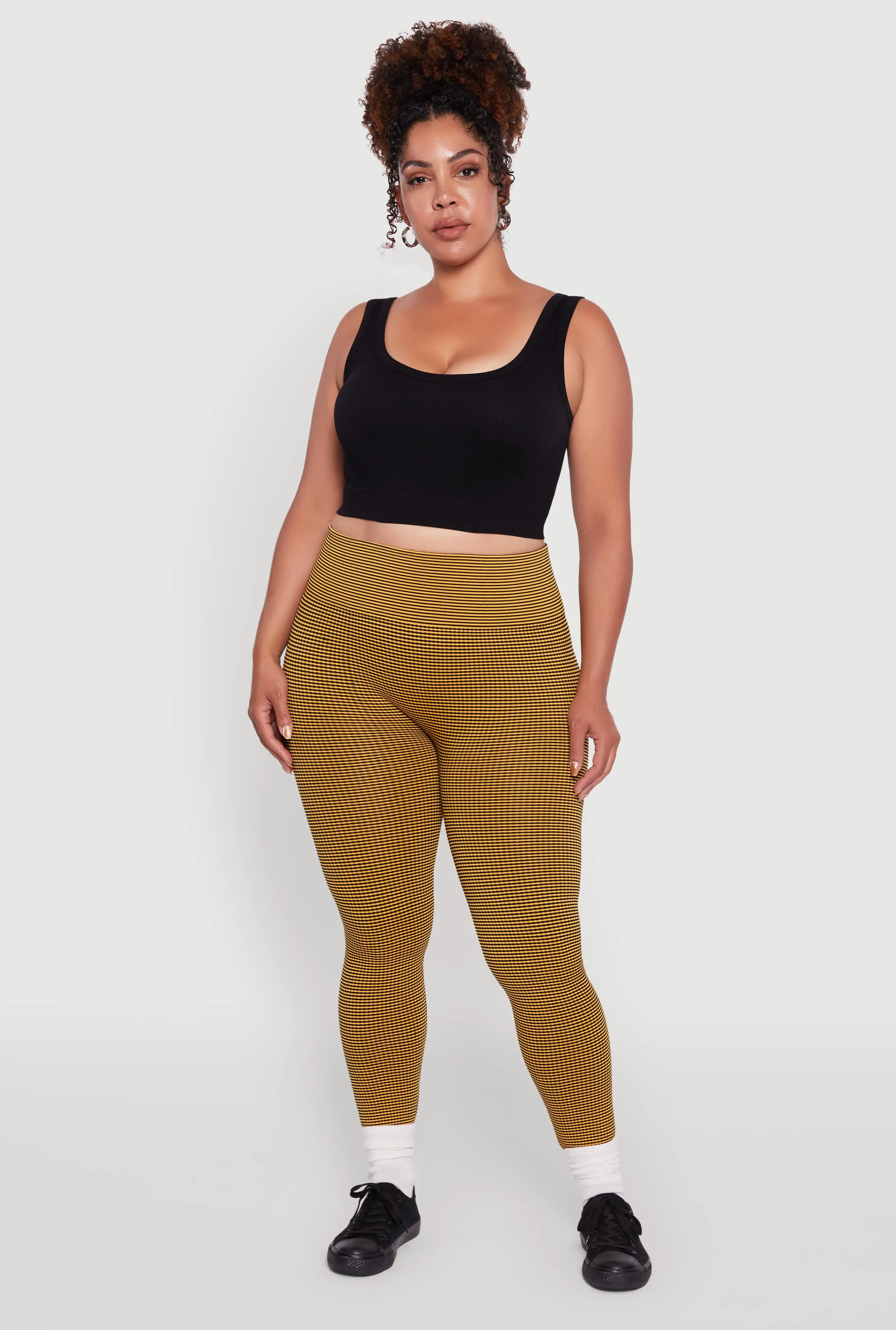 Plus Size Shadow Striped Seamless Fleece Lined Leggings sold by Rainbow product image thumbnail 2