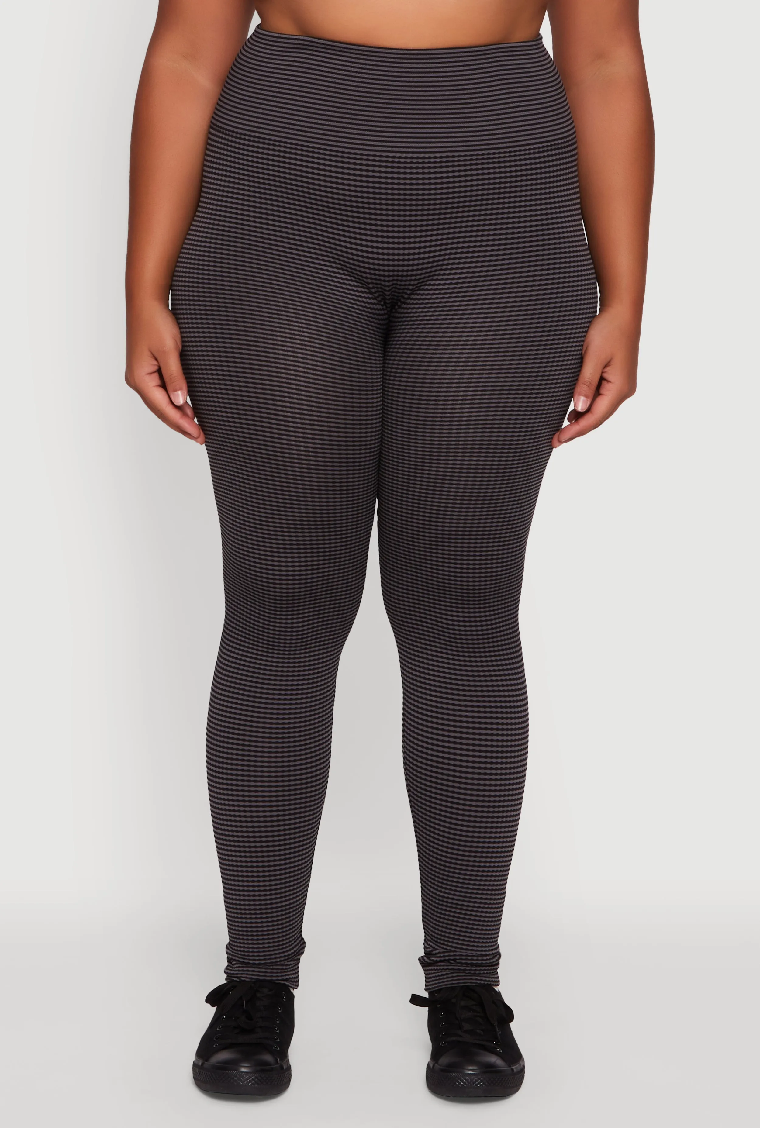 Plus Size Shadow Striped Seamless Fleece Lined Leggings sold by Rainbow product image thumbnail 5