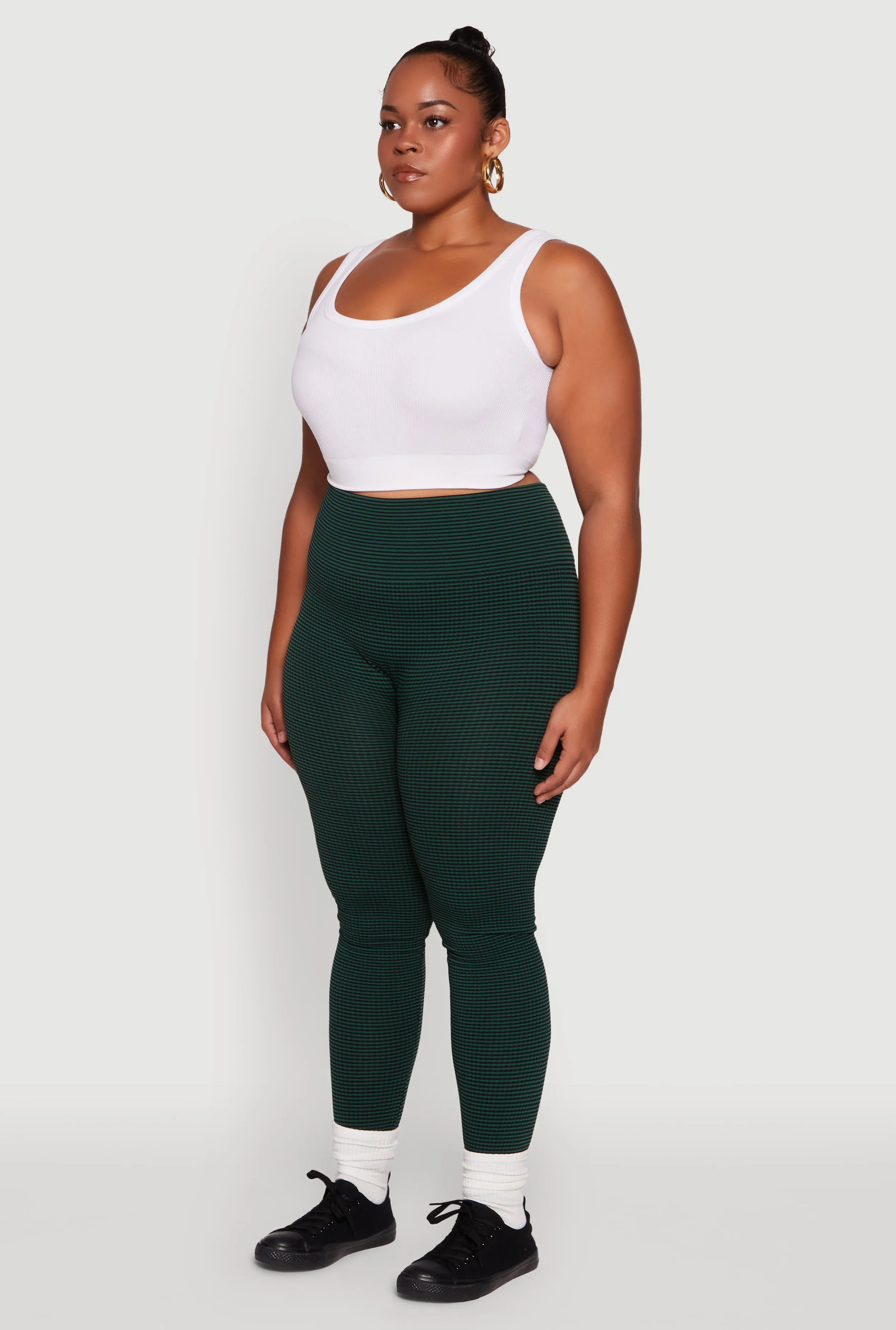 Plus Size Shadow Striped Seamless Fleece Lined Leggings sold by Rainbow product image thumbnail 3