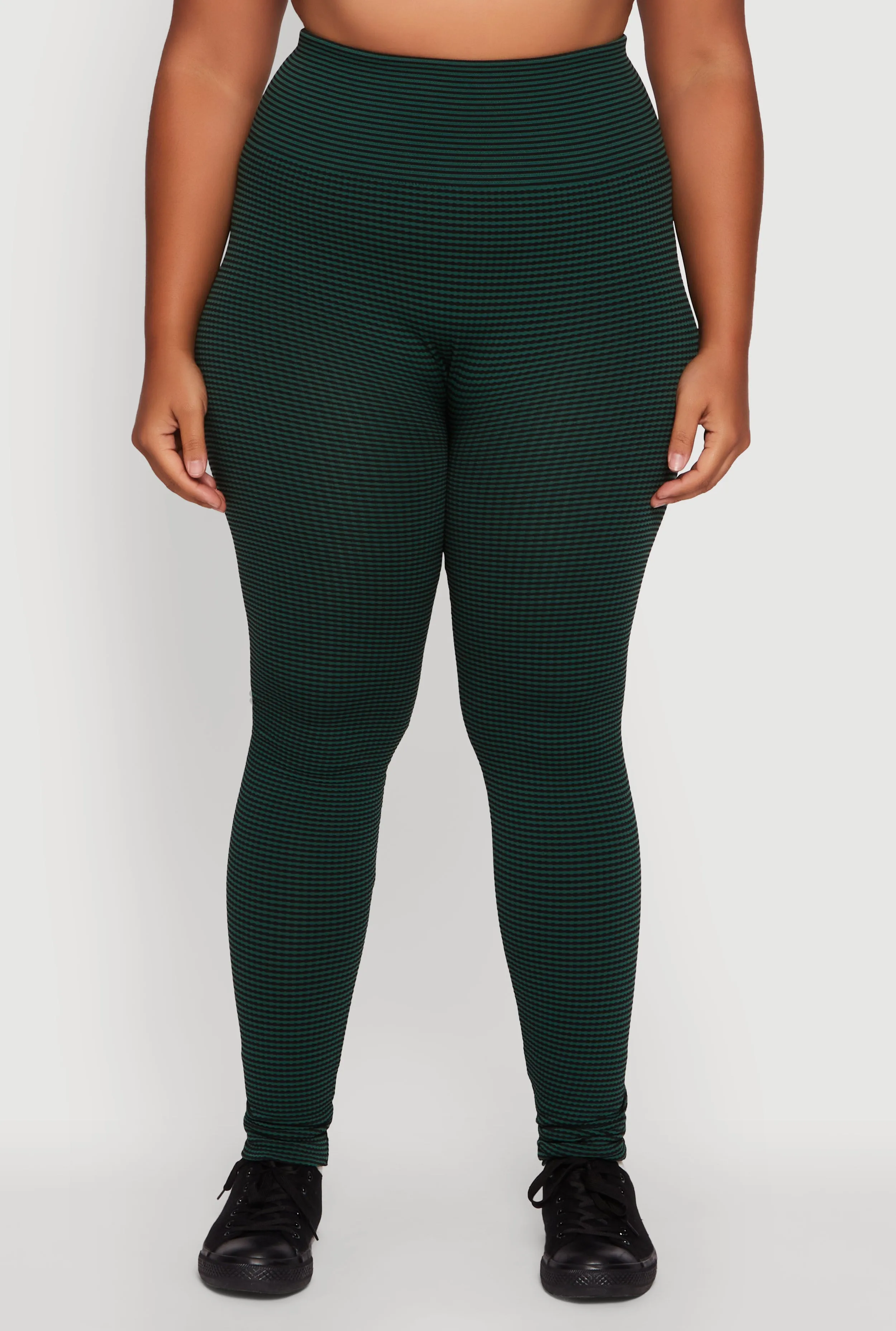 Plus Size Shadow Striped Seamless Fleece Lined Leggings sold by Rainbow product image thumbnail 5