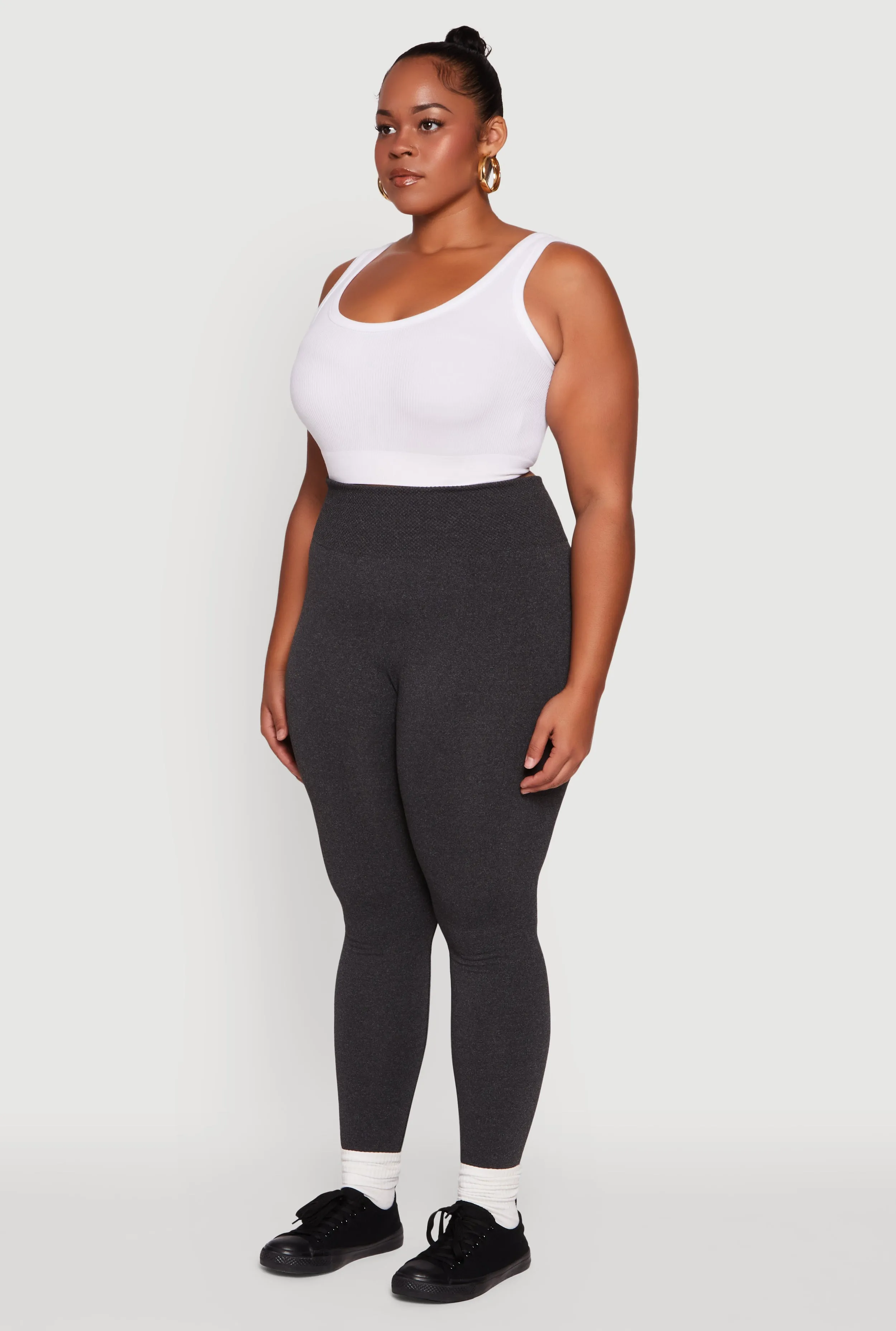 Plus Size Fleece Lined Leggings with Textured Waistband sold by Rainbow product image thumbnail 3