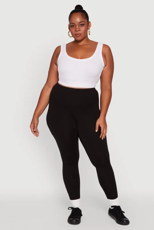 Plus Size High Waisted Fleece Lined Leggings sold by Rainbow
