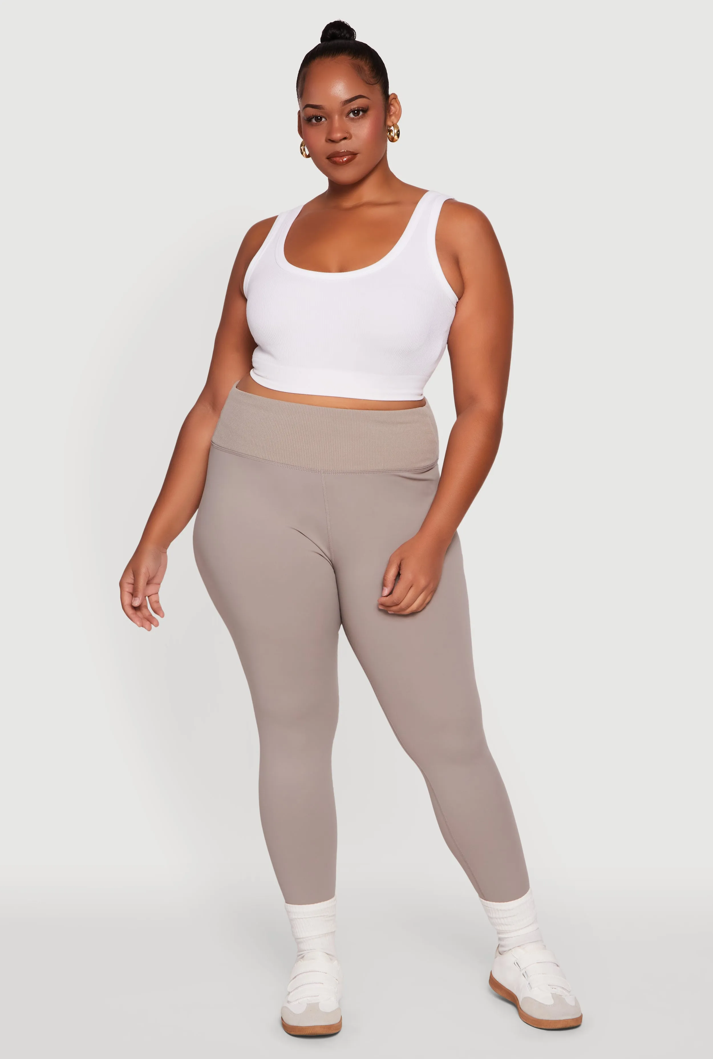 Plus Size Ribbed Knit High Waistband Leggings sold by Rainbow