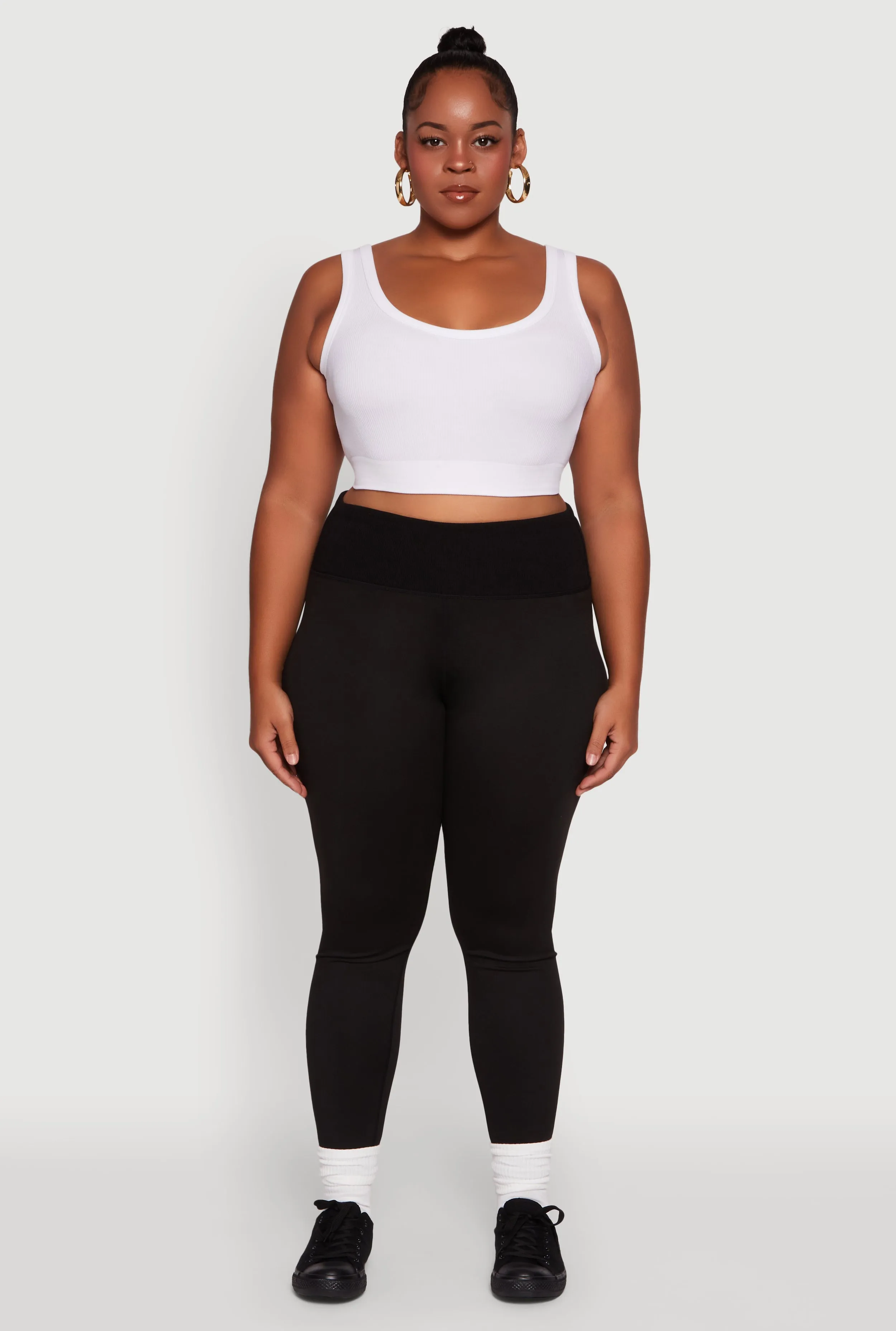 Plus Size Ribbed Knit High Waistband Leggings sold by Rainbow product image thumbnail 2