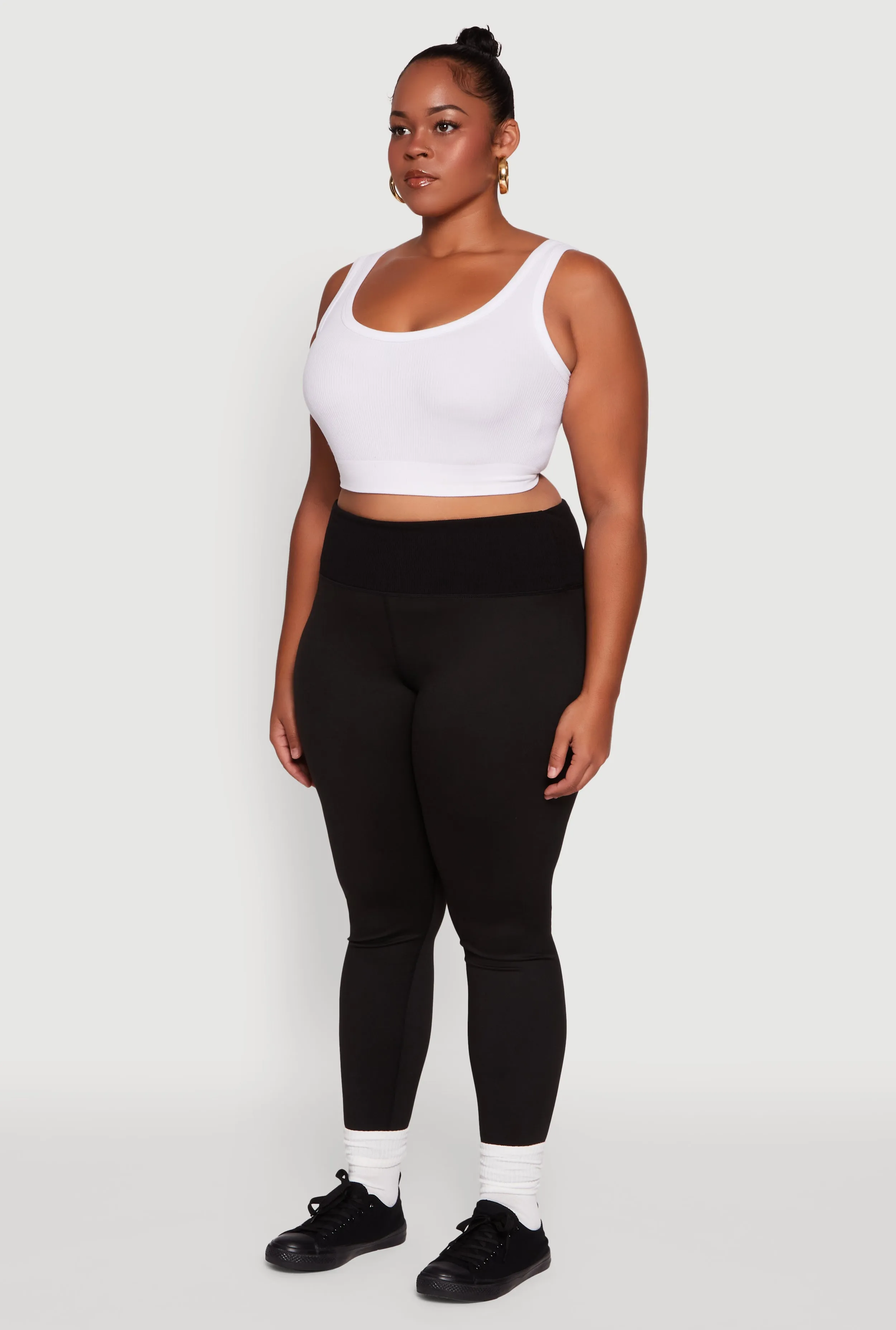 Plus Size Ribbed Knit High Waistband Leggings sold by Rainbow product image thumbnail 3