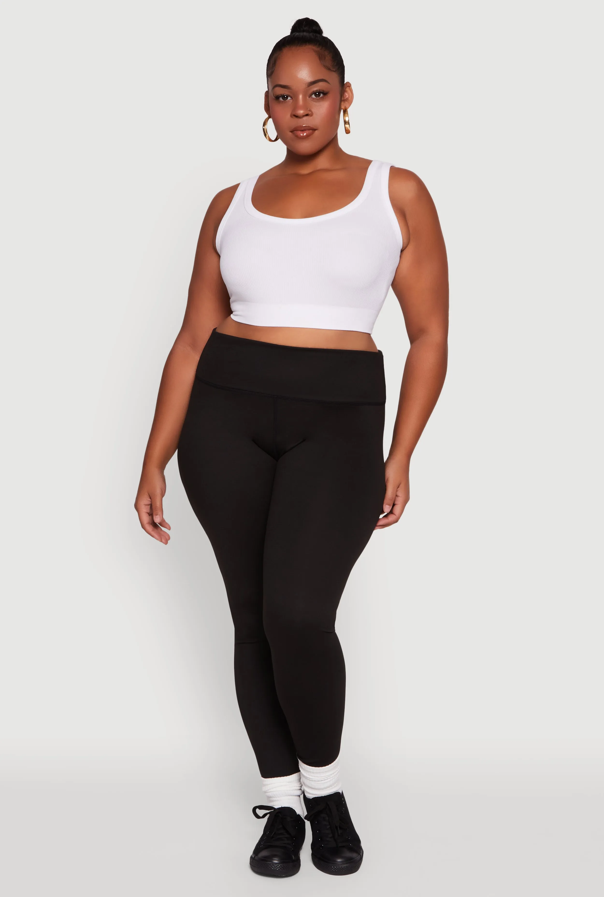 Plus Size High Waisted Solid Stretch Active Leggings sold by Rainbow