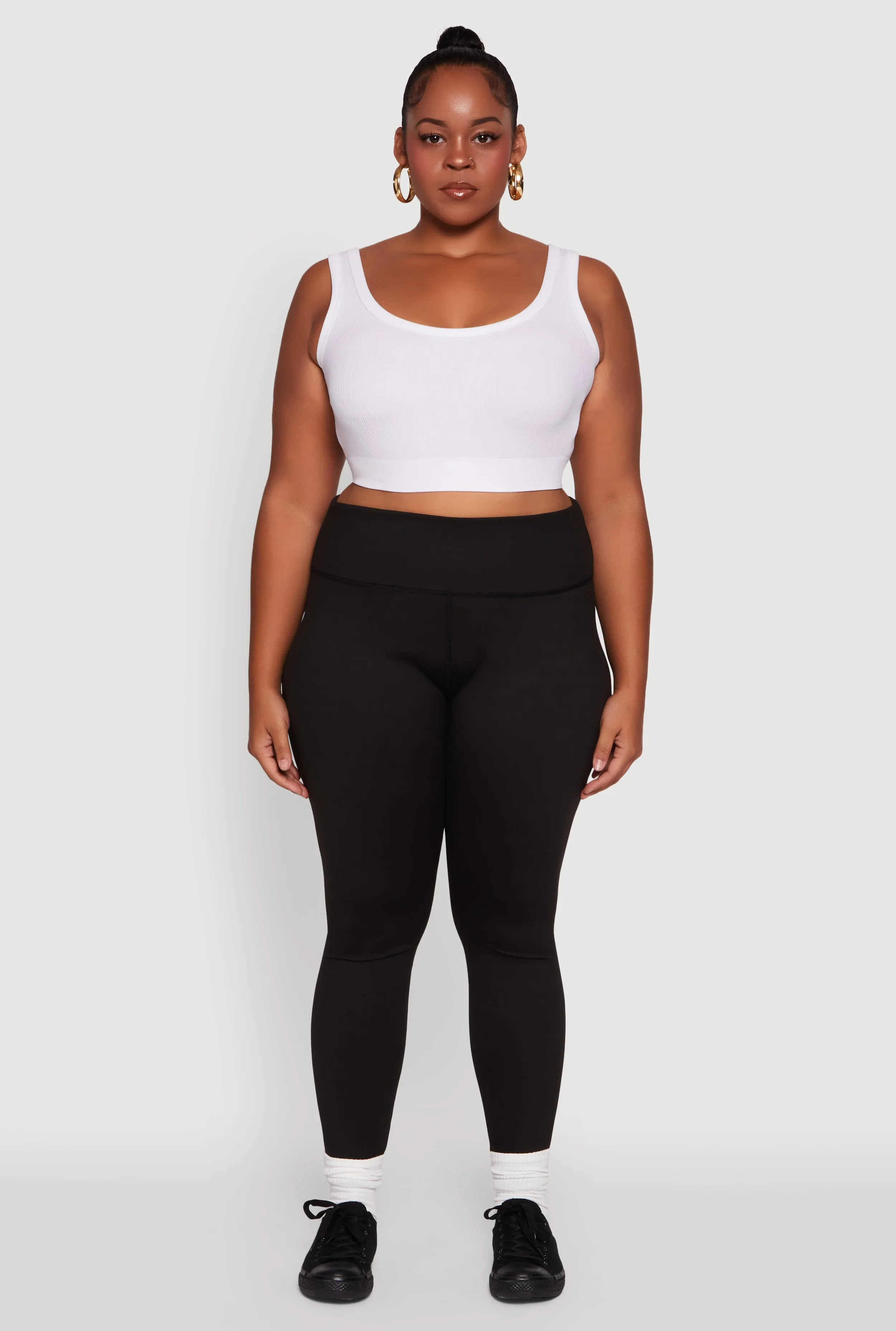 Plus Size High Waisted Solid Stretch Active Leggings sold by Rainbow product image thumbnail 2
