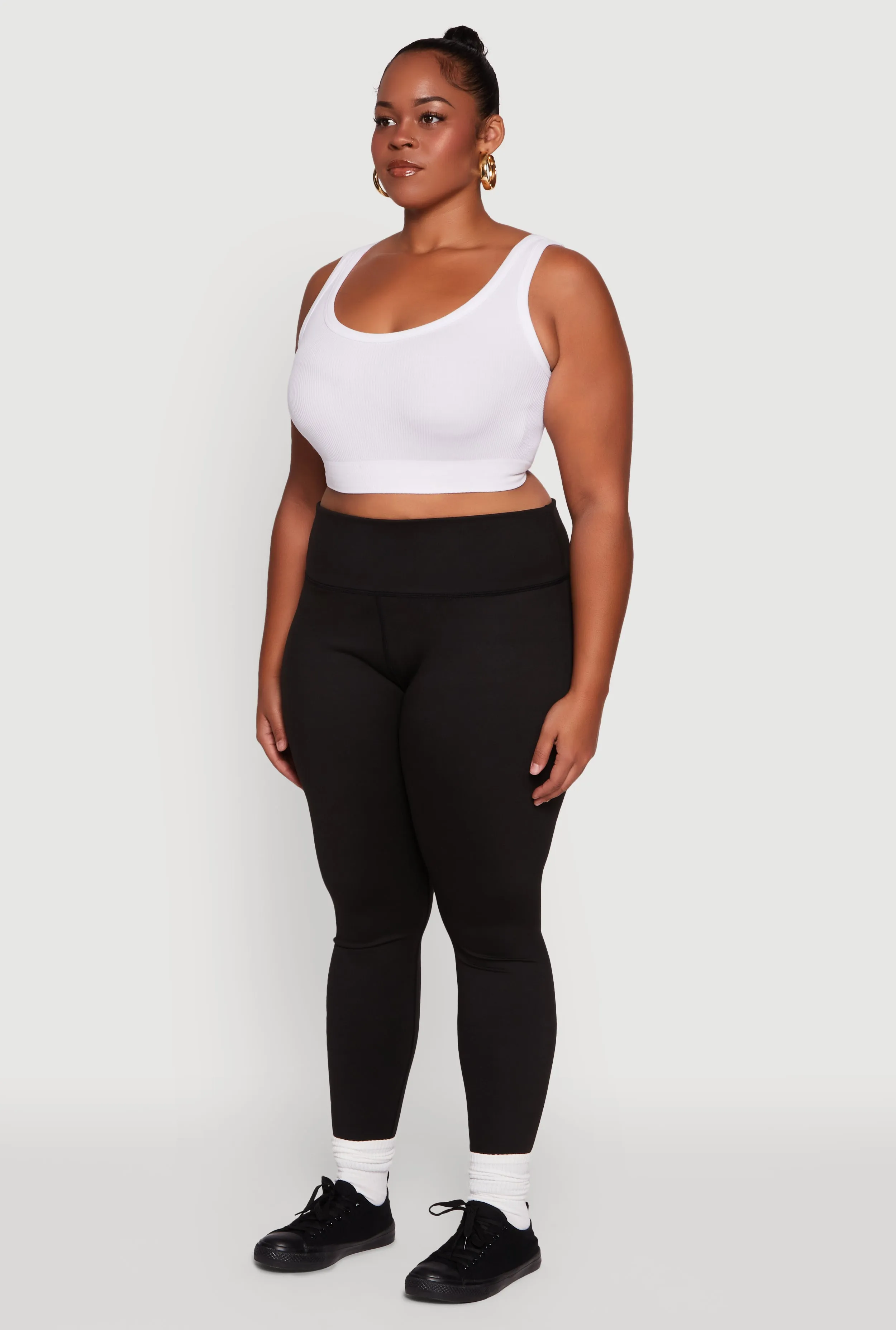 Plus Size High Waisted Solid Stretch Active Leggings sold by Rainbow product image thumbnail 3